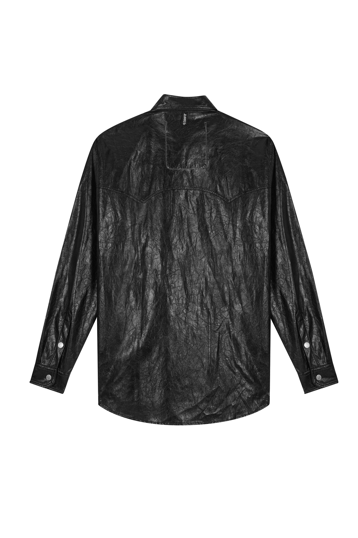 THE WESTERN SHIRT IN BLACK FAUX LEATHER