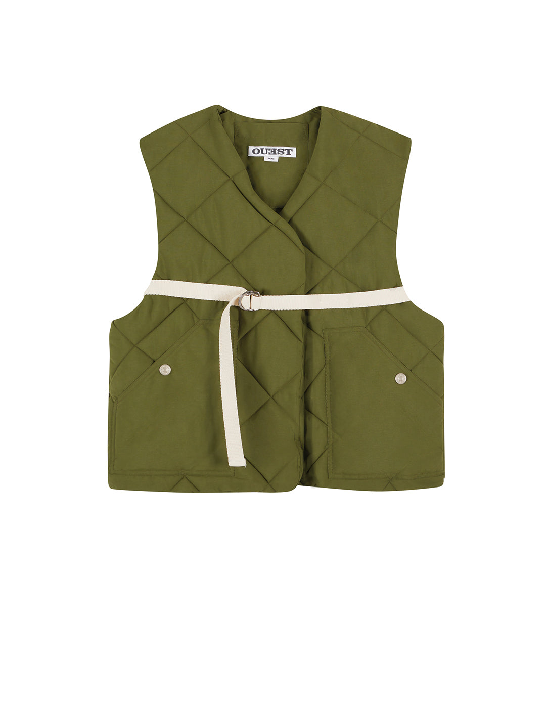 THE PADDED VEST IN KHAKI NYLON