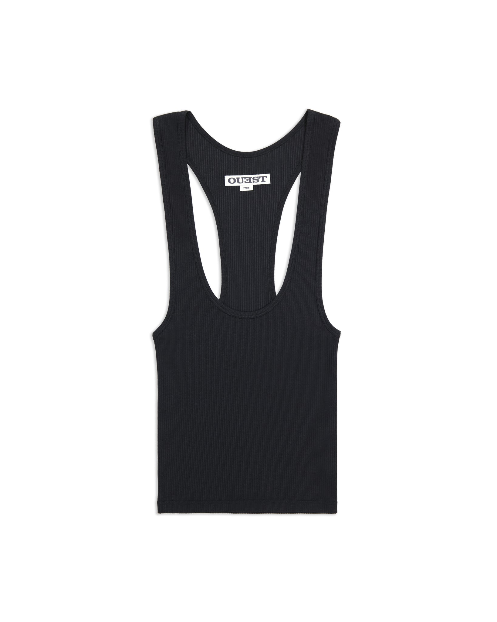 THE TANK TOP IN BLACK RIBBED COTTON