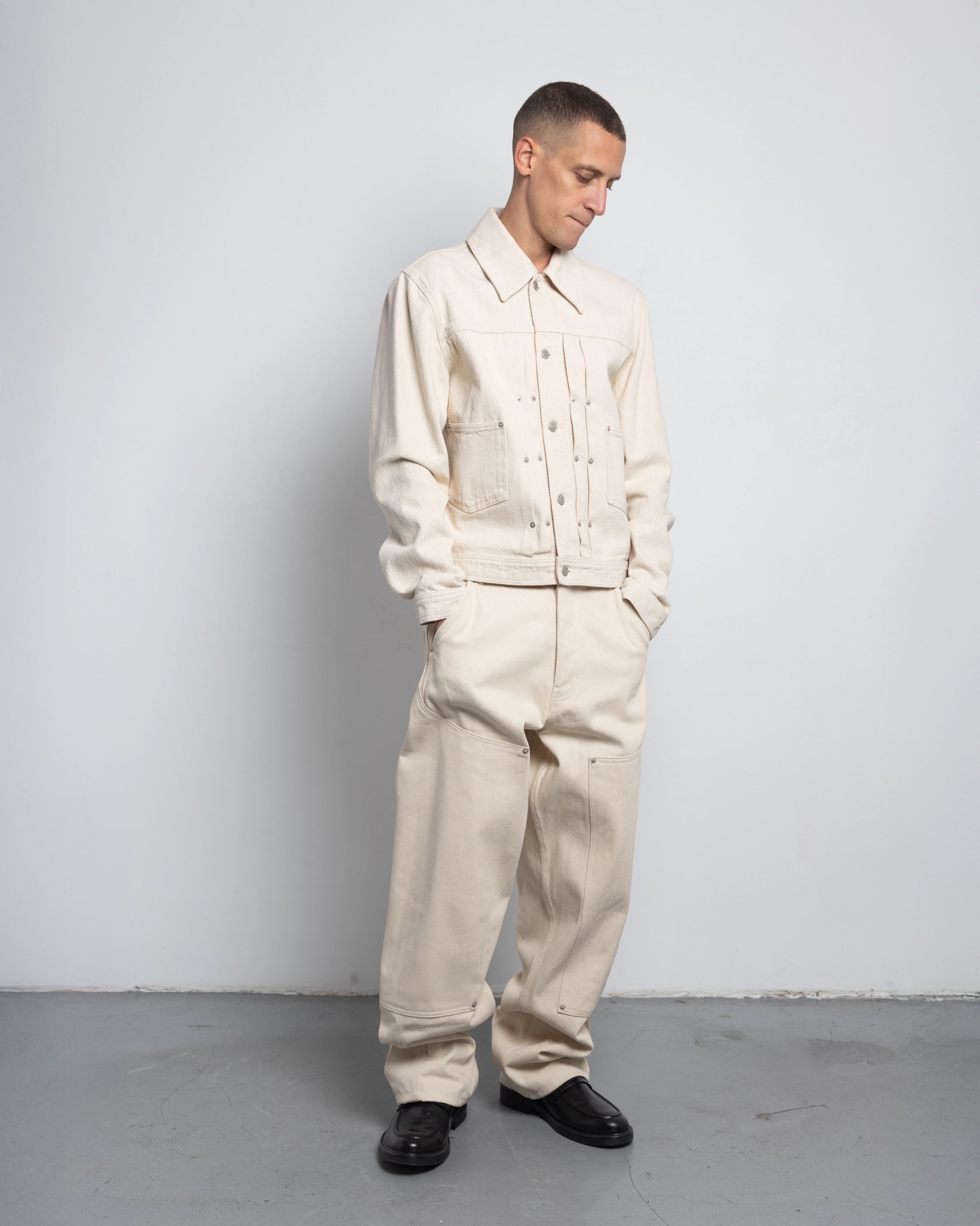 THE WORK CHAPS IN OFF-WHITE DENIM