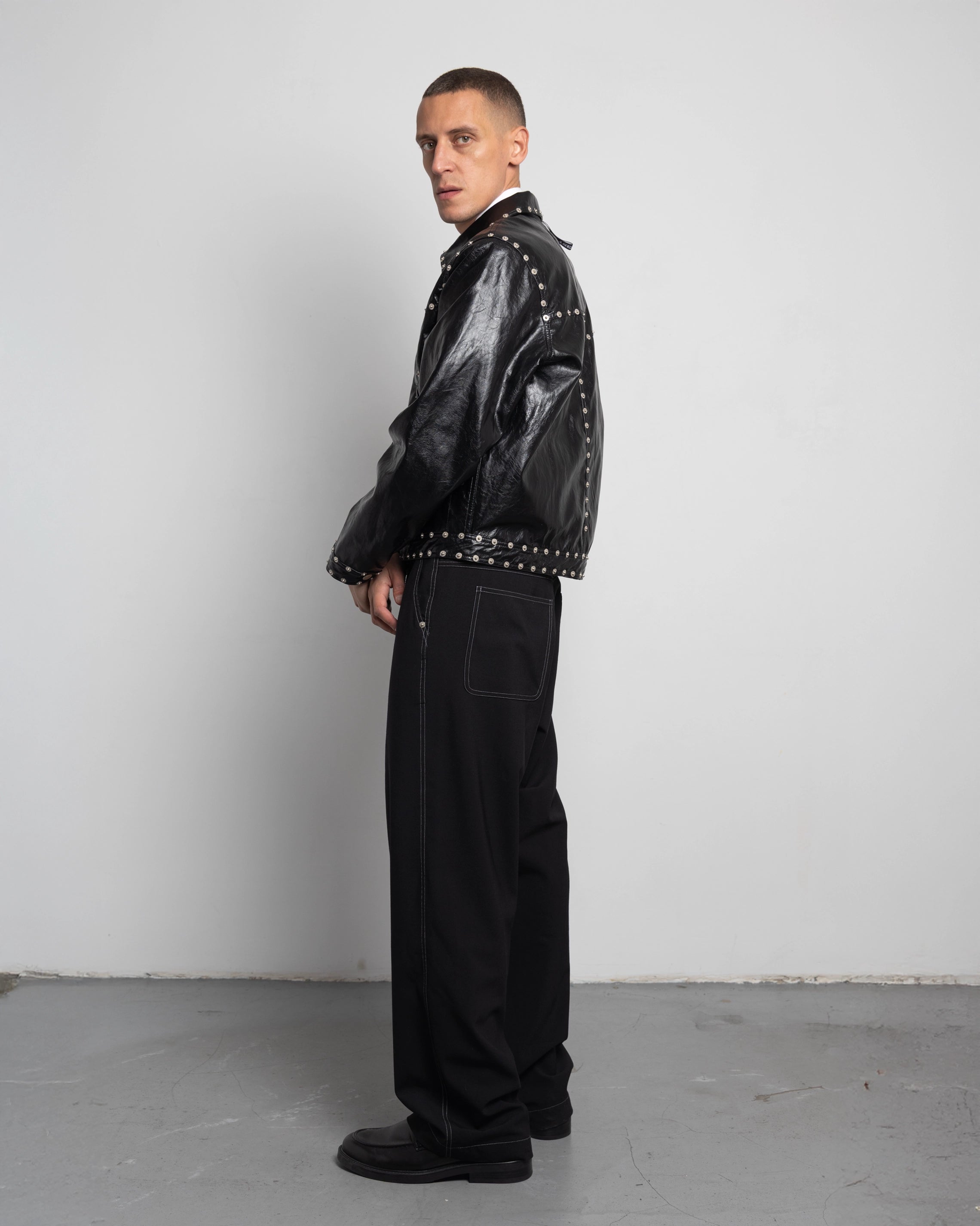 THE BOARD PANTS IN BLACK WOOL CANVAS