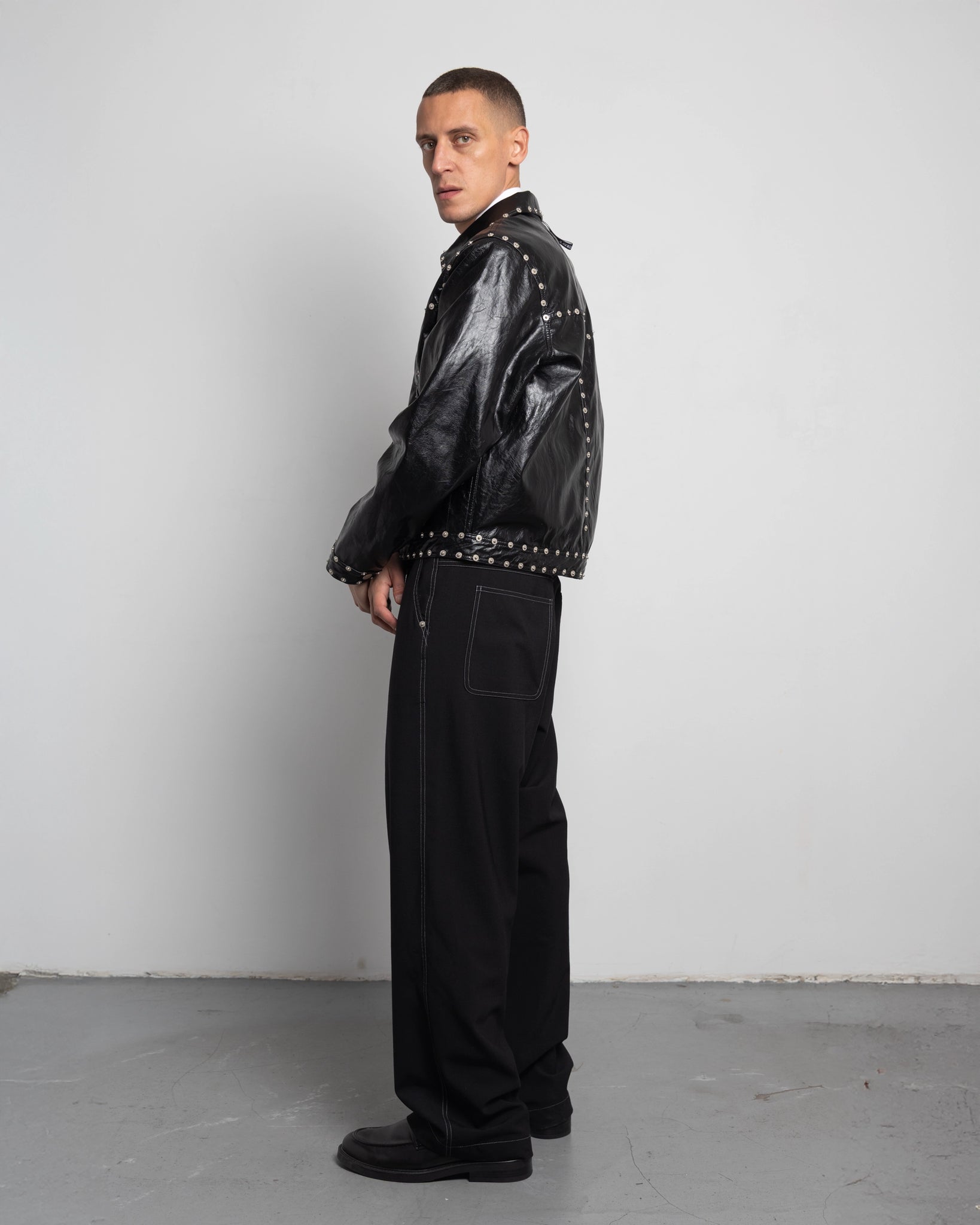 THE BOARD PANTS IN BLACK WOOL CANVAS