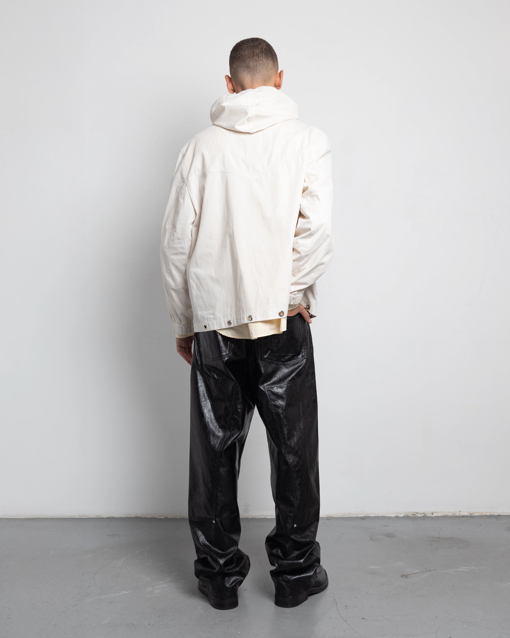 THE WORK CHAPS IN BLACK FAUX LEATHER