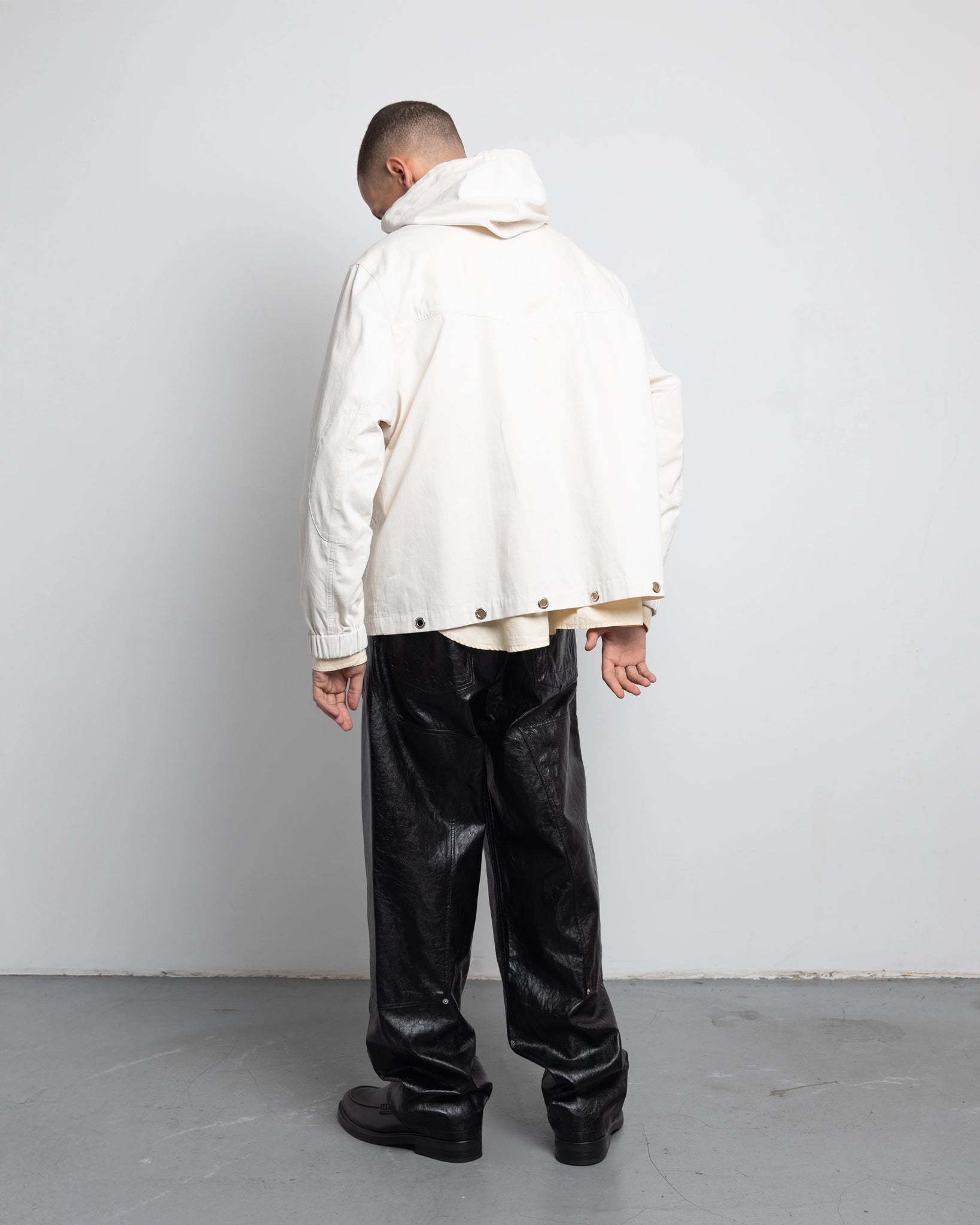 THE WORK CHAPS IN BLACK FAUX LEATHER
