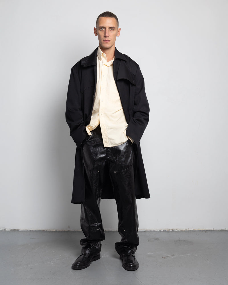 THE WESTERN COAT IN UPCYCLED BLACK WOOL TWILL