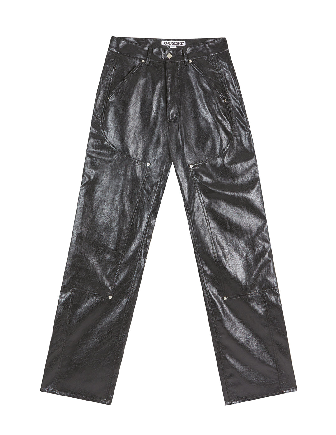 THE WORK CHAPS IN BLACK FAUX LEATHER