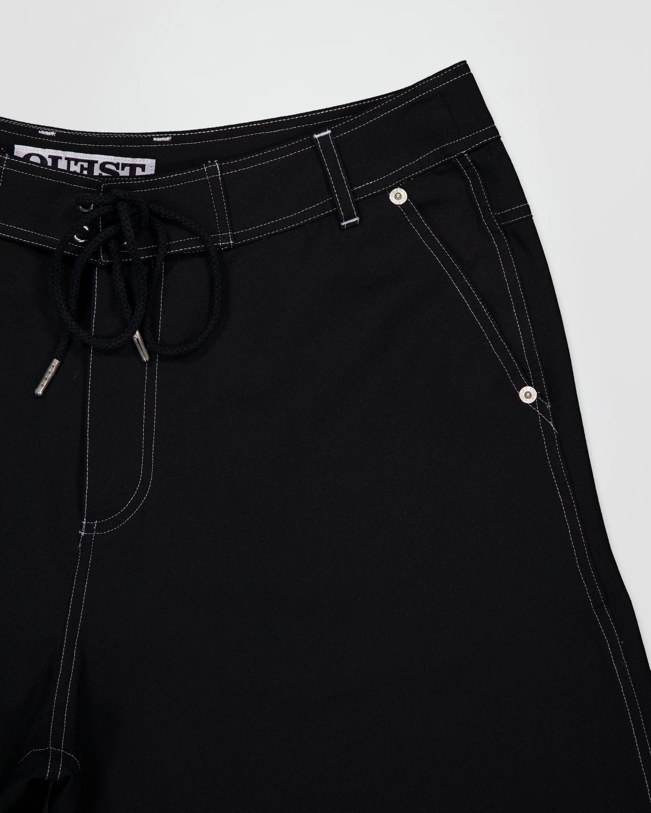 THE BOARD SHORTS IN BLACK WOOL CANVAS