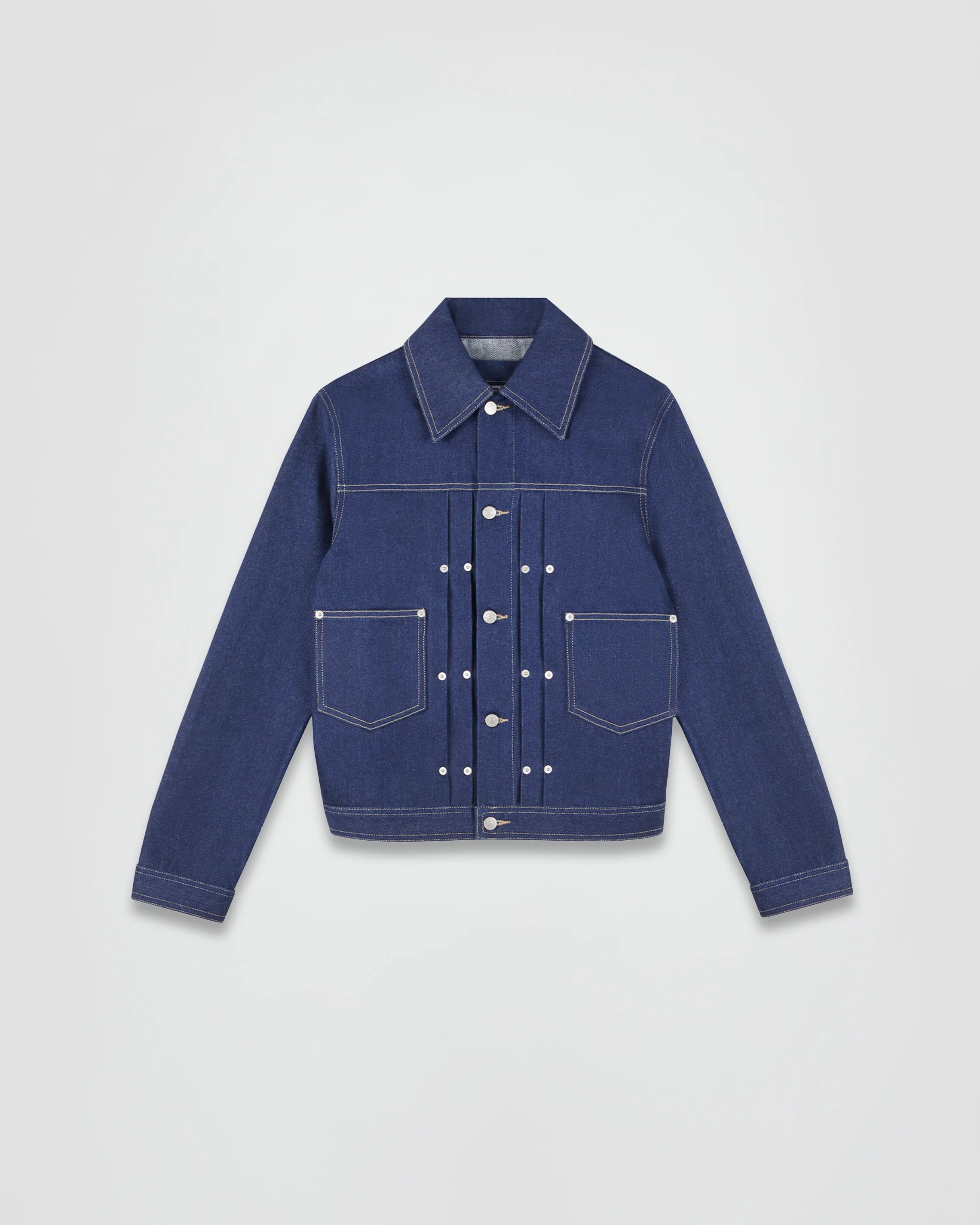 THE DENIM TRUCKER JACKET IN RECYCLED INDIGO DENIM