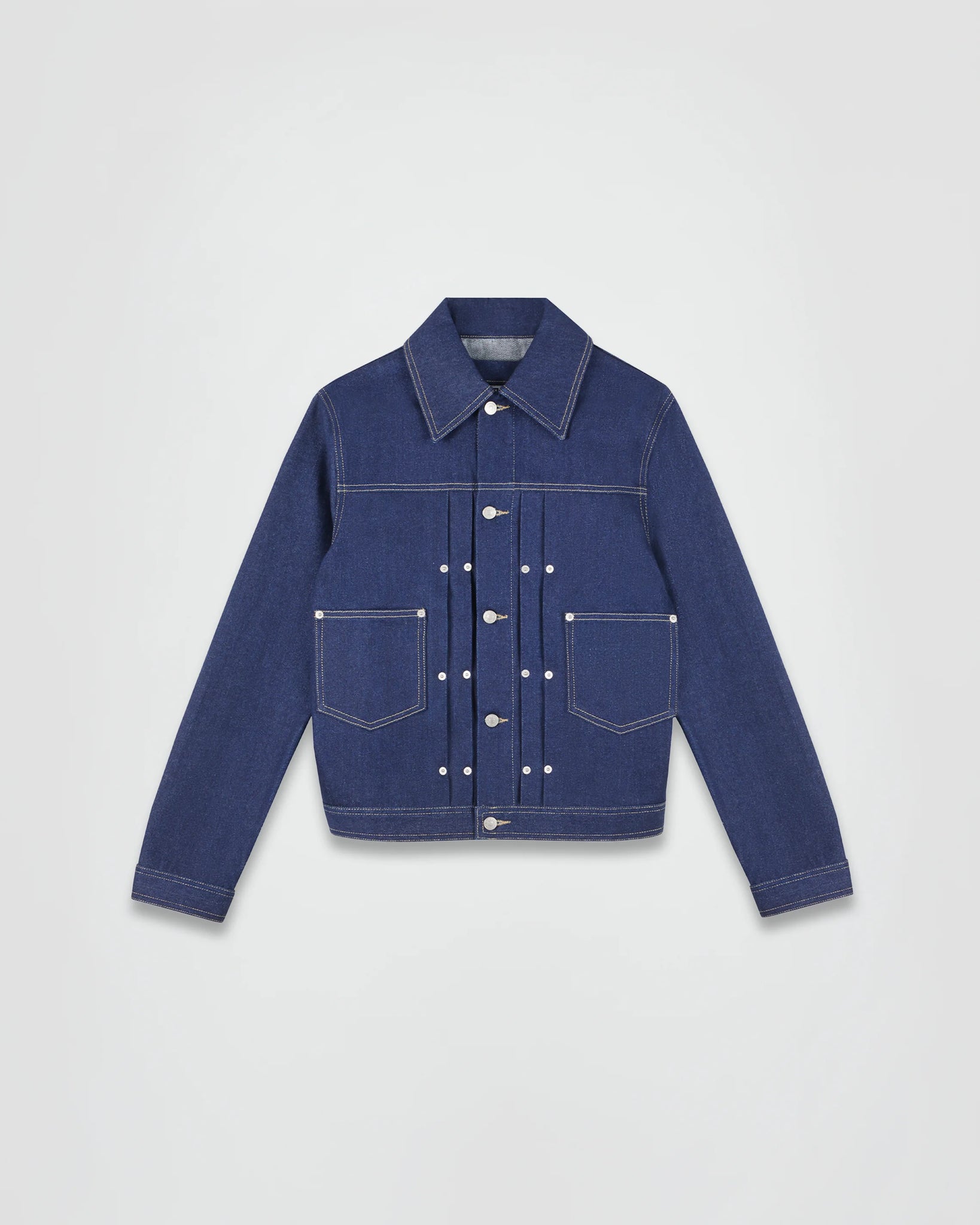 THE DENIM TRUCKER JACKET IN RECYCLED INDIGO DENIM