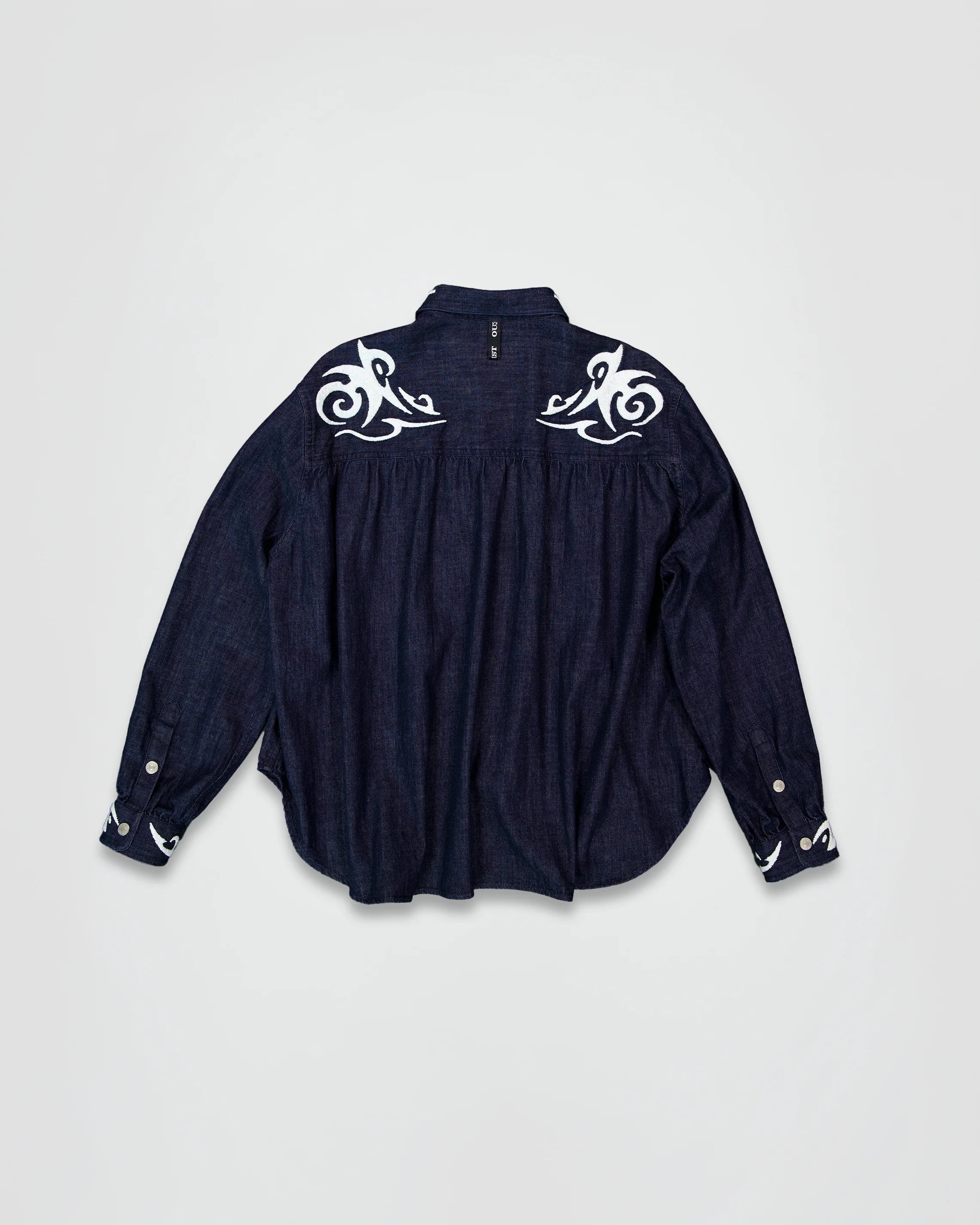 THE EMBROIDERED DENIM SHIRT IN INDIGO LIGHT DENIM