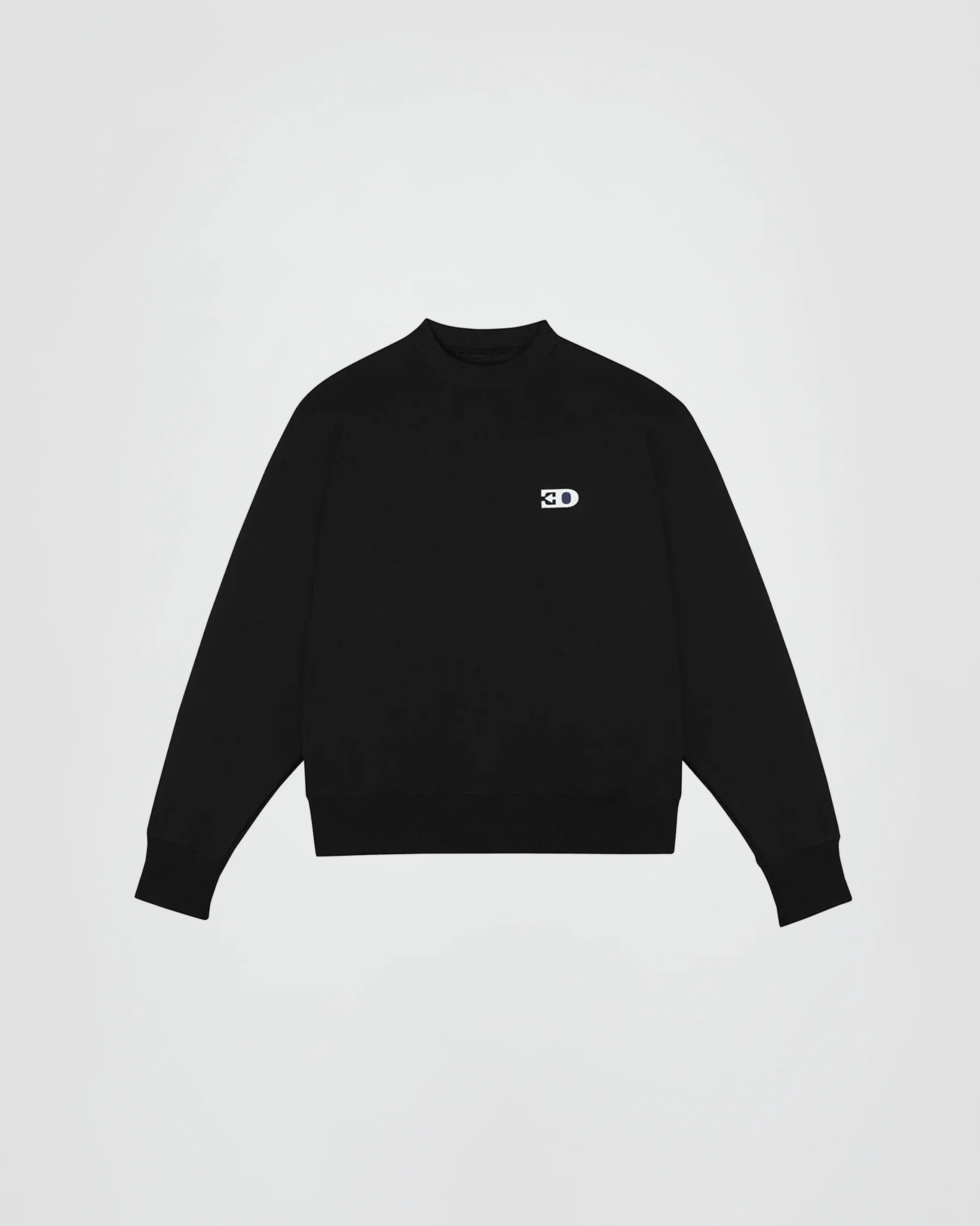 THE LOGO CREWNECK IN BLACK BRUSHED FLEECE