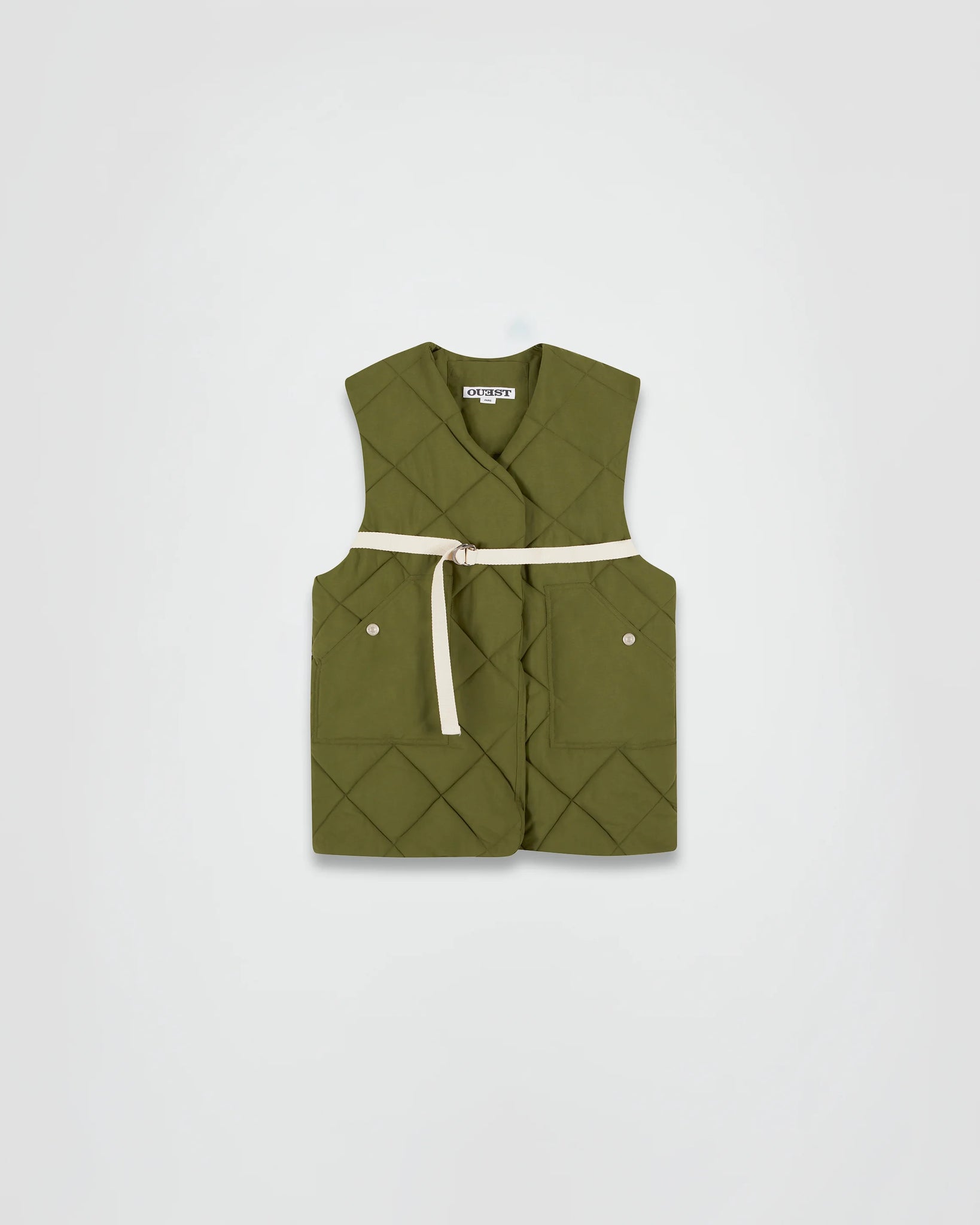 THE PADDED VEST IN KHAKI NYLON