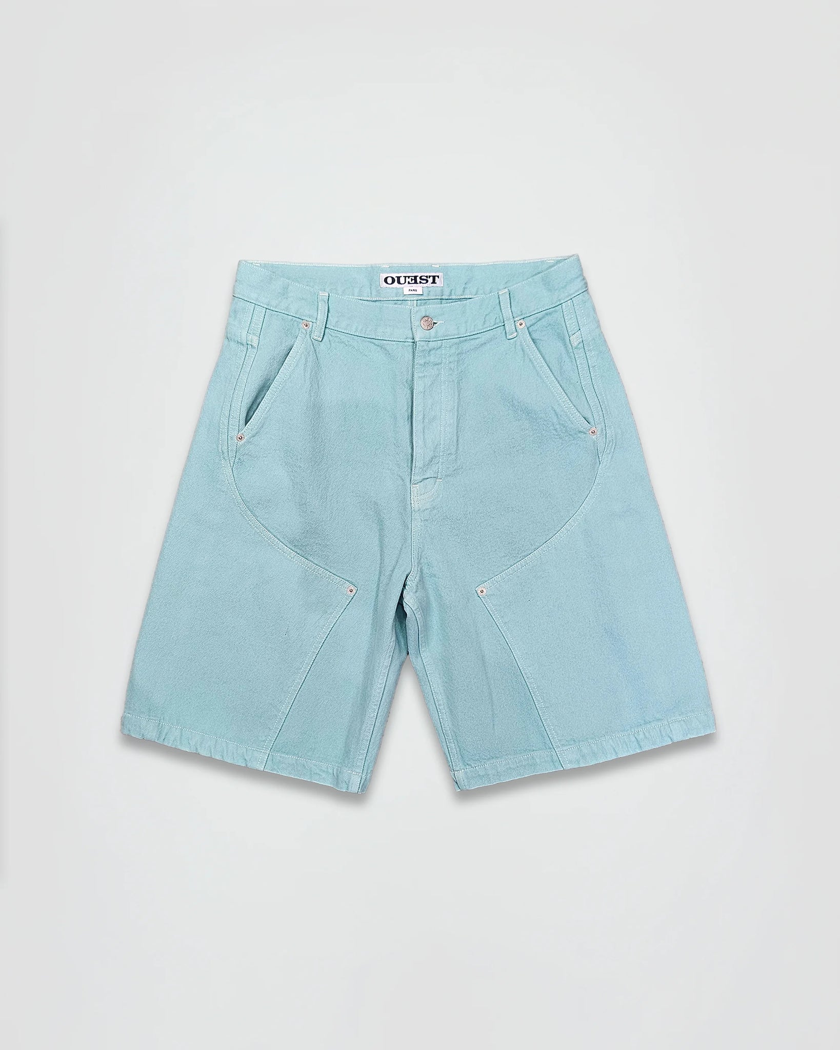 THE SHORT WORK CHAPS IN TURQUOISE DENIM
