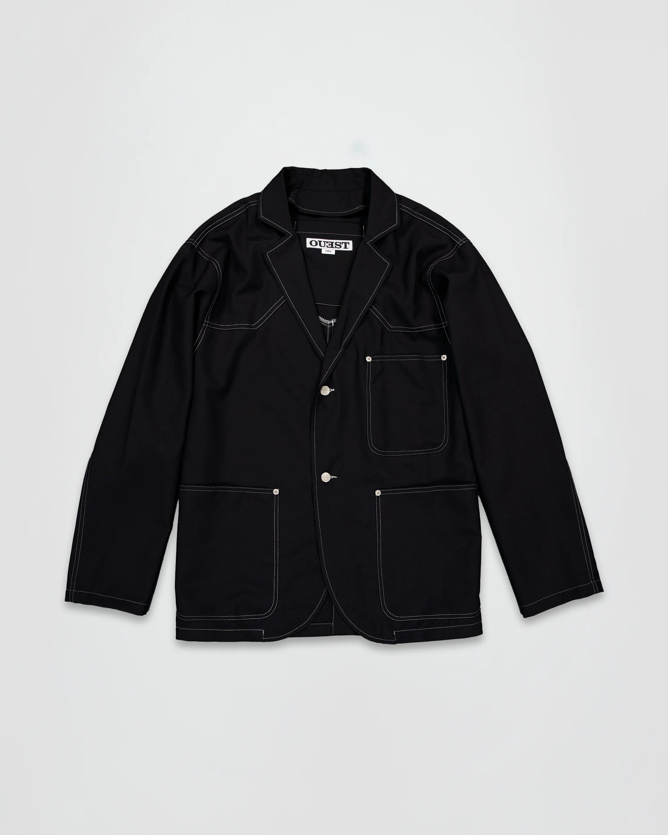 THE UNLINED JACKET IN BLACK WOOL CANVAS