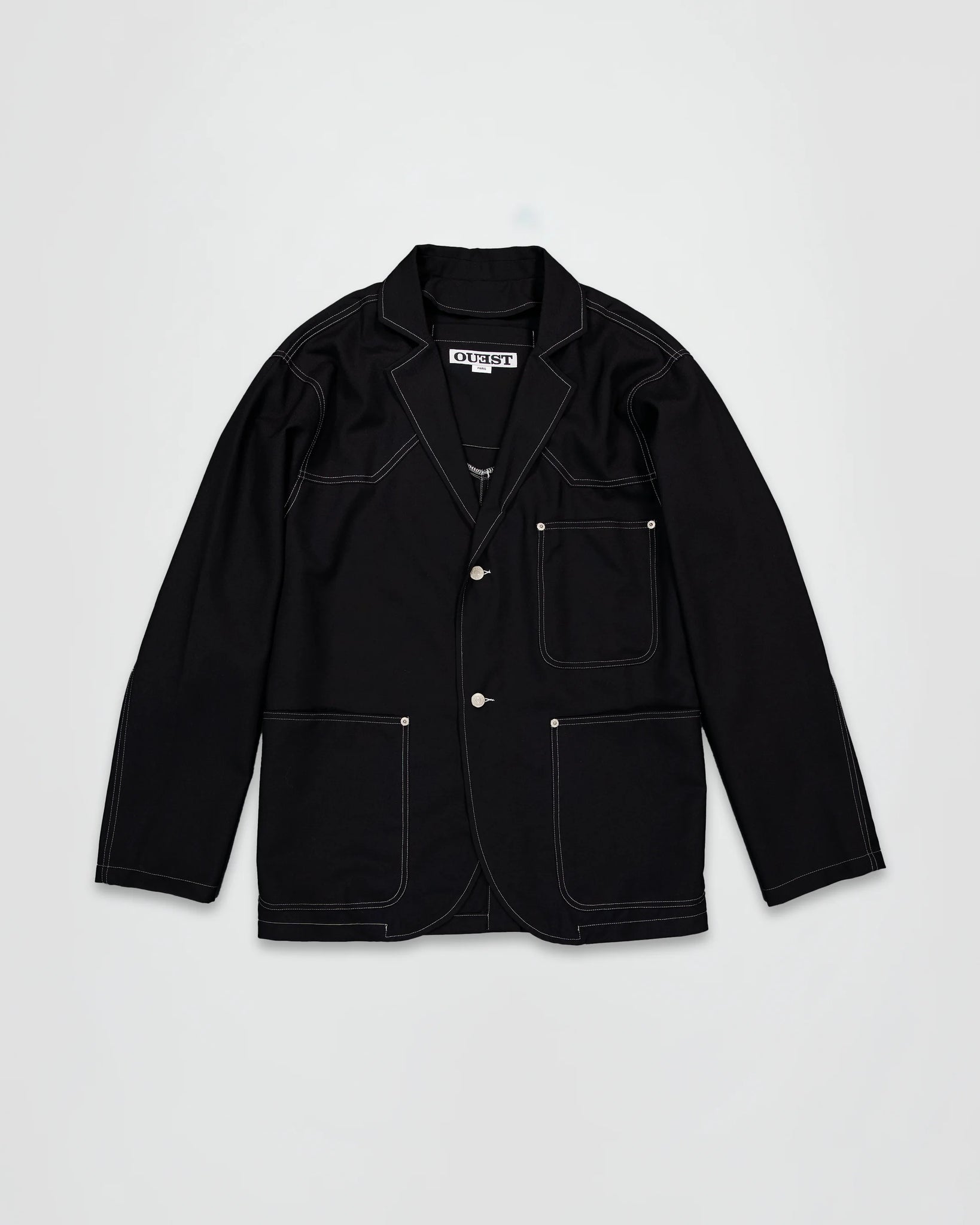THE UNLINED JACKET IN BLACK WOOL CANVAS