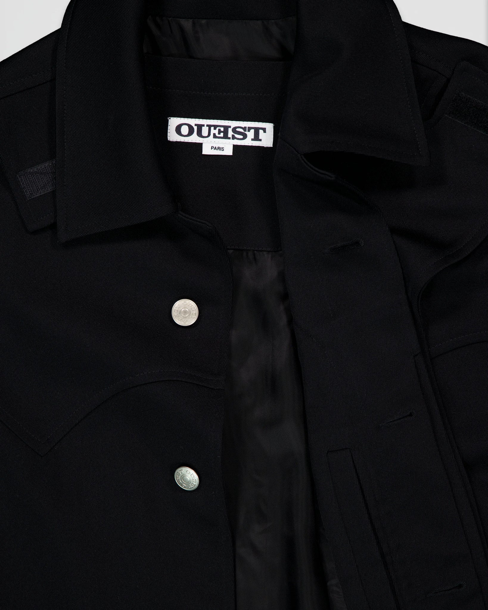 THE WESTERN COAT IN UPCYCLED BLACK WOOL TWILL