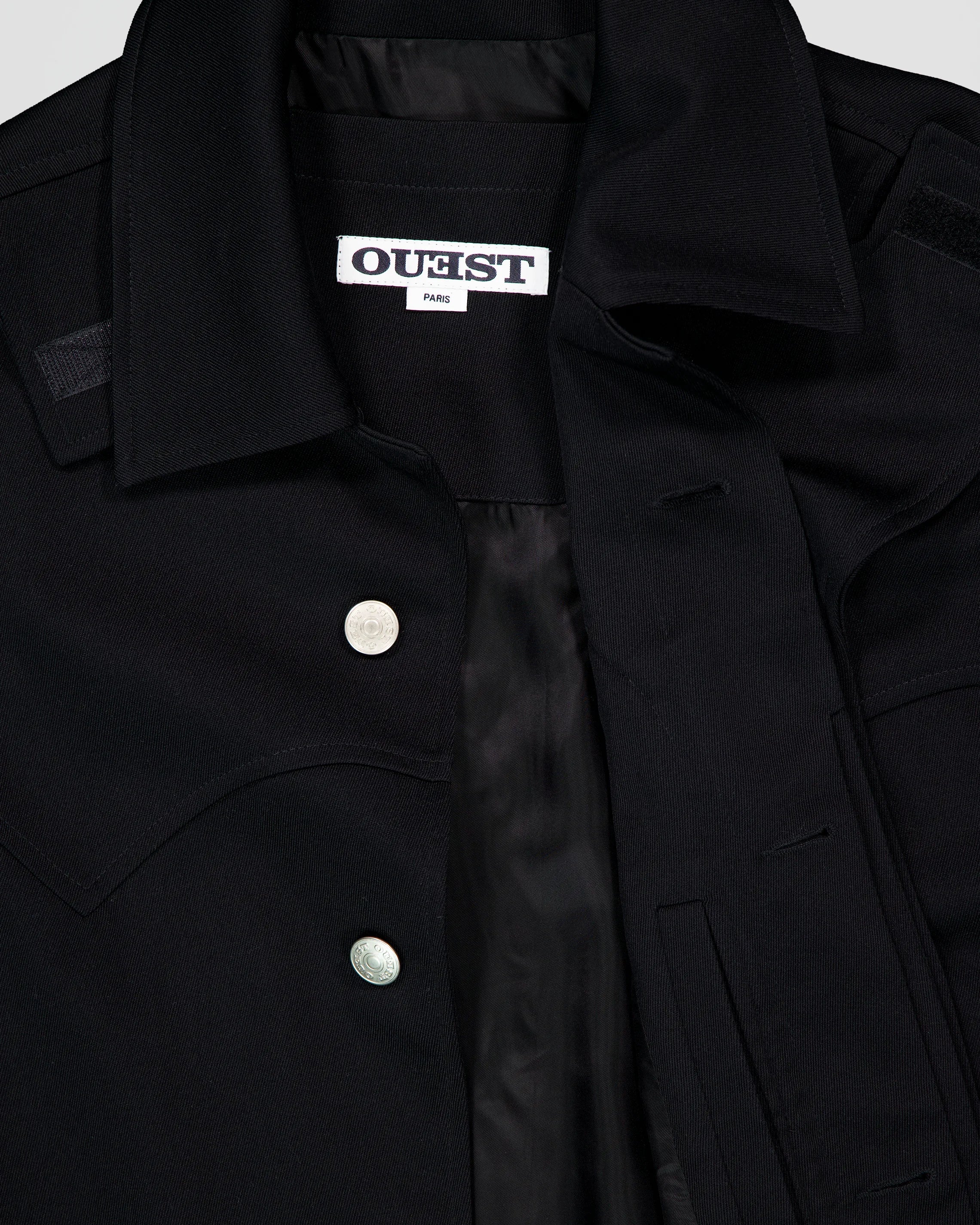 THE WESTERN COAT IN UPCYCLED BLACK WOOL TWILL