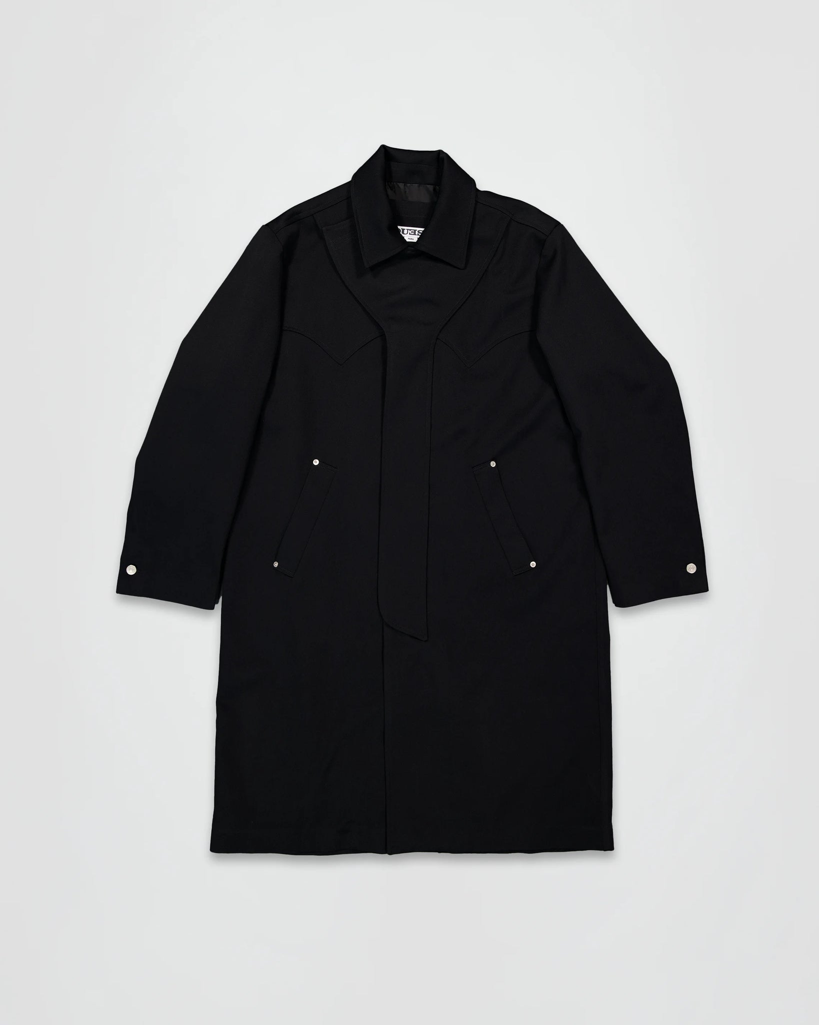 THE WESTERN COAT IN UPCYCLED BLACK WOOL TWILL
