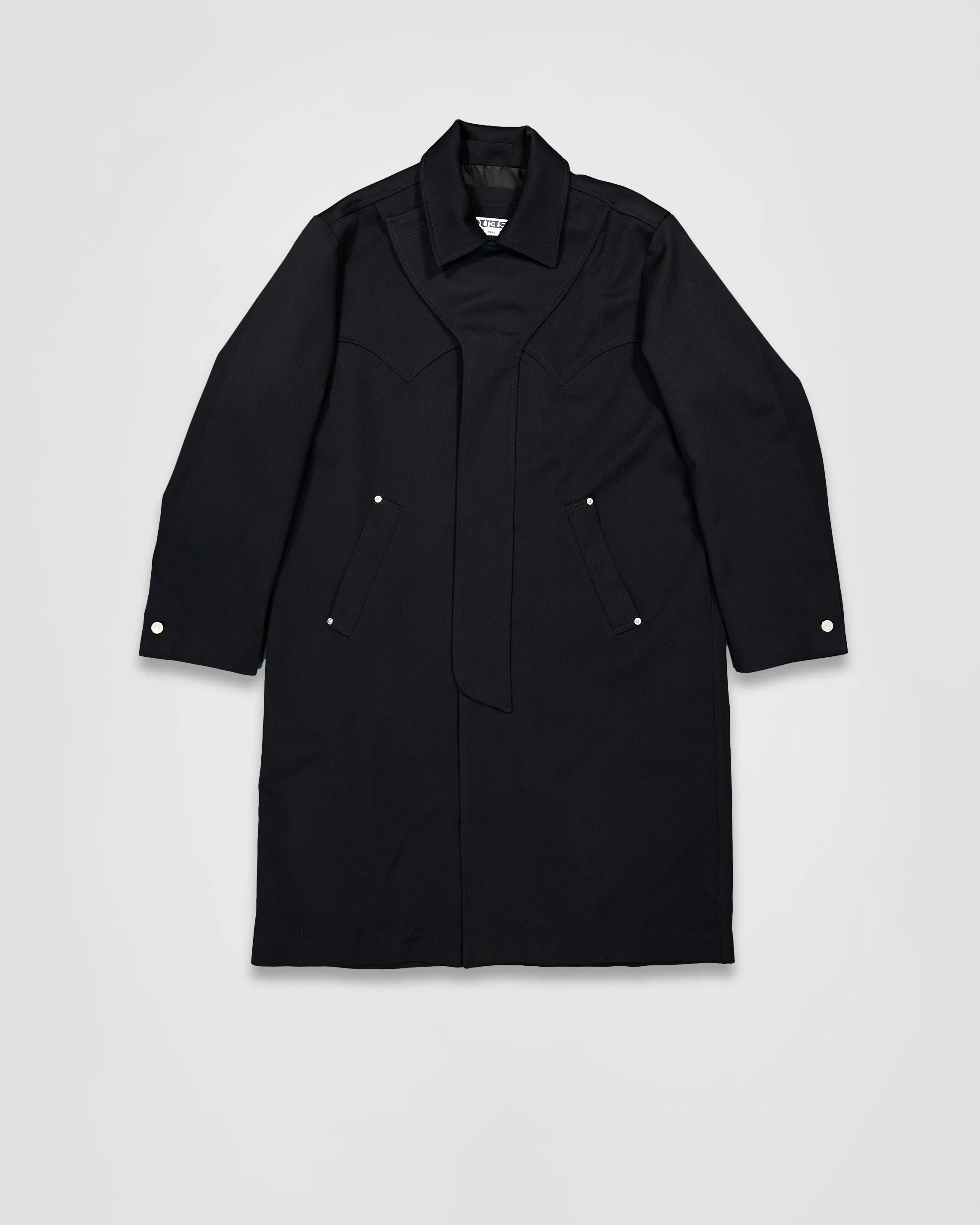 THE WESTERN COAT IN UPCYCLED BLACK WOOL TWILL