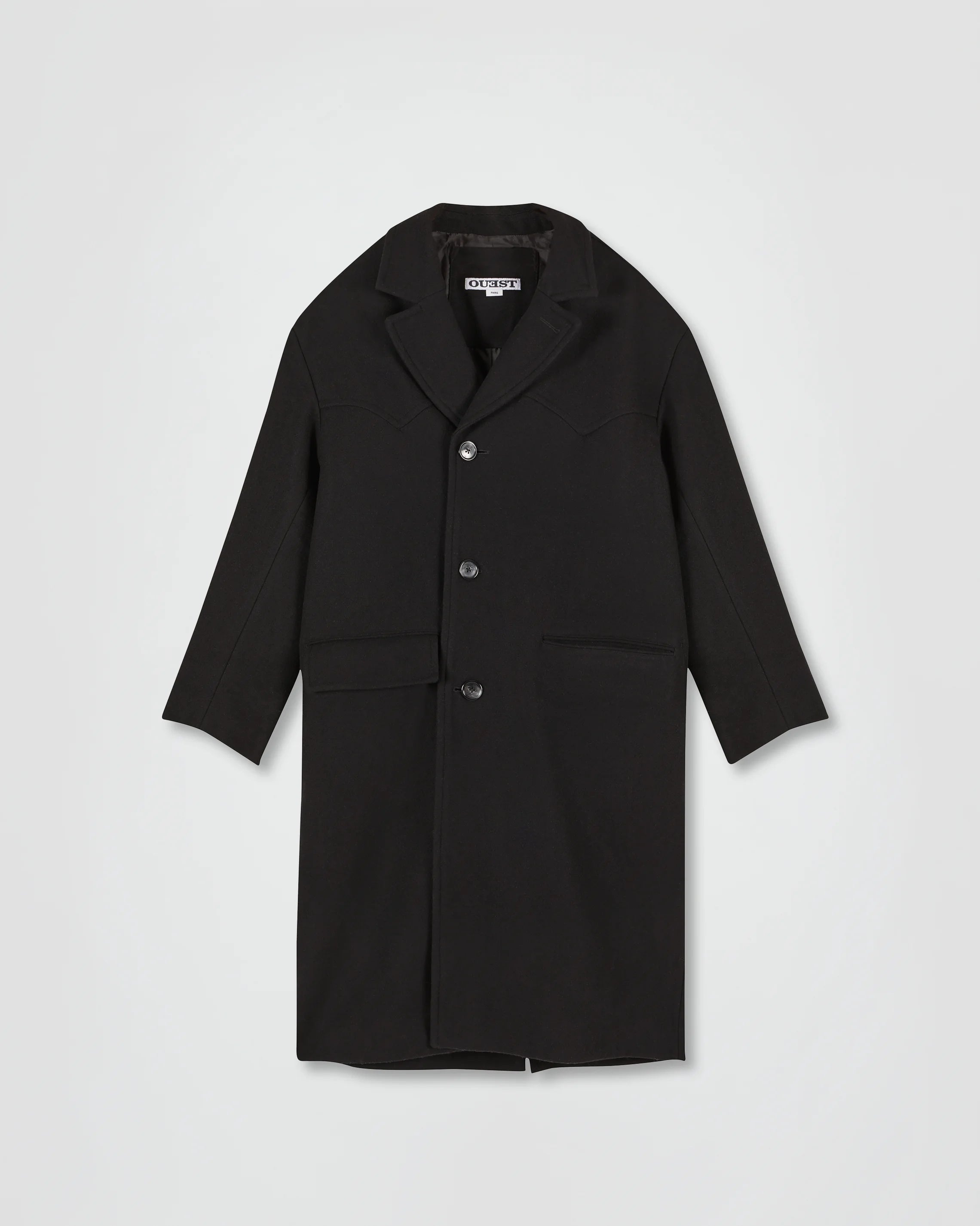 THE WESTERN TAILORED COAT IN BLACK BLENDED WOOL