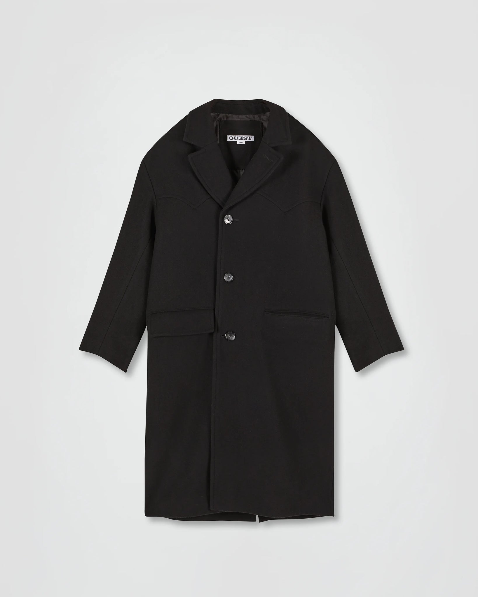 THE WESTERN TAILORED COAT IN BLACK BLENDED WOOL