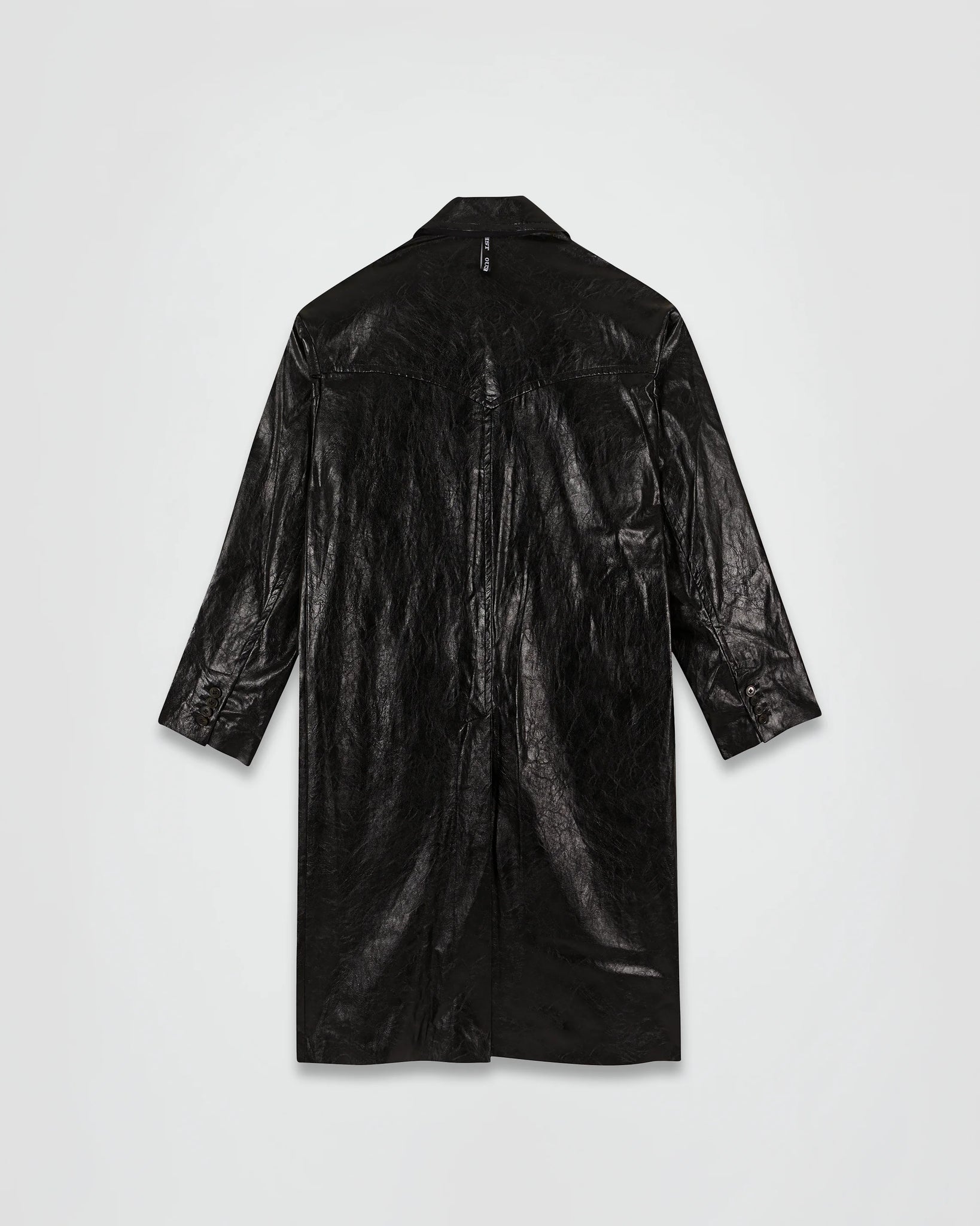THE WESTERN TAILORED COAT IN BLACK FAUX LEATHER