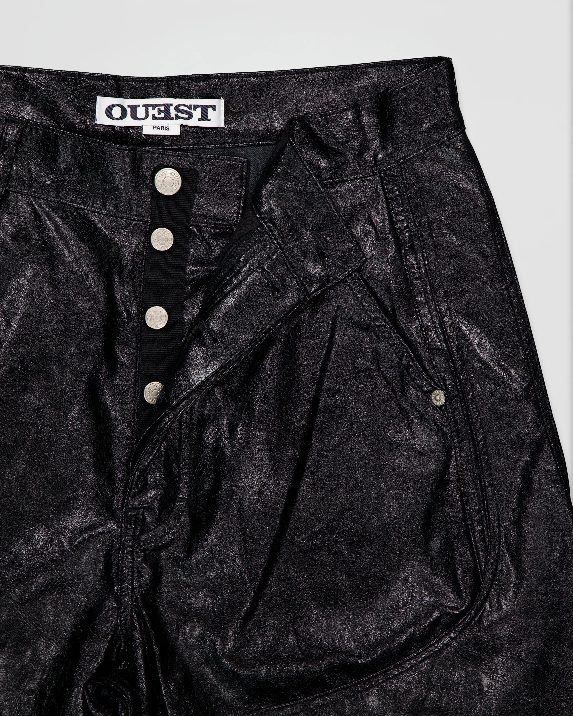 THE WORK CHAPS IN BLACK FAUX LEATHER