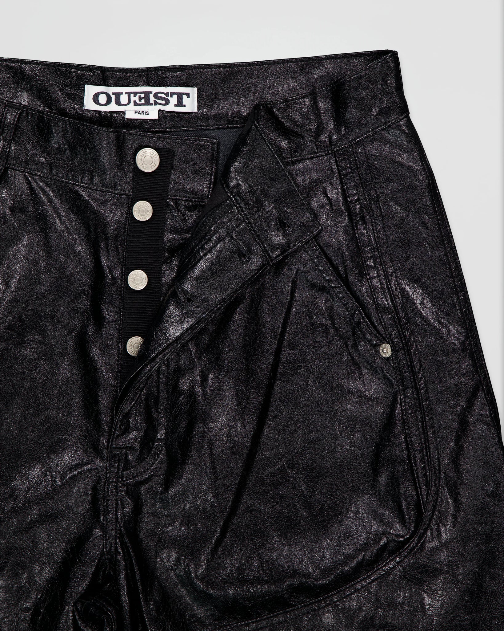 THE WORK CHAPS IN BLACK FAUX LEATHER