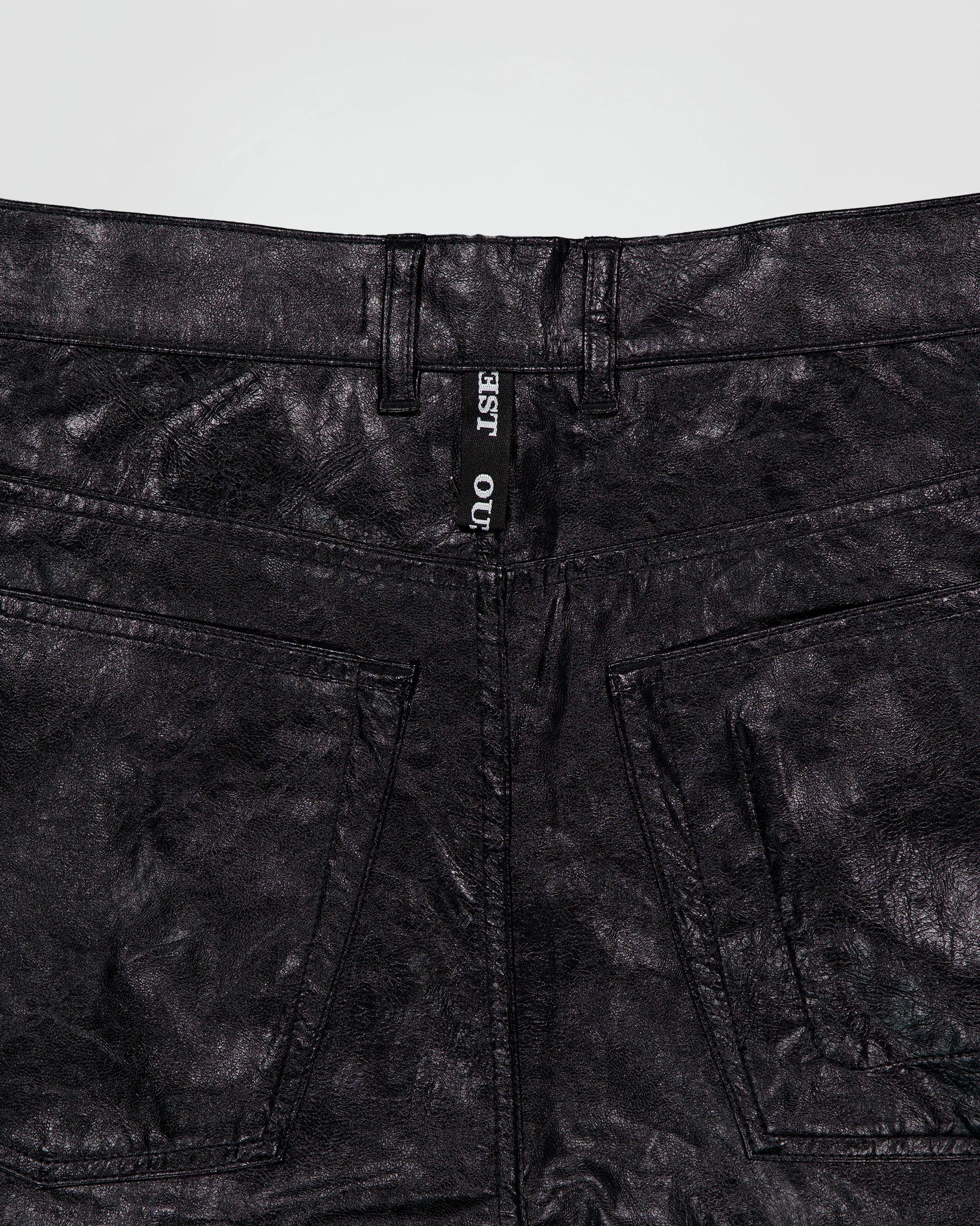 THE WORK CHAPS IN BLACK FAUX LEATHER