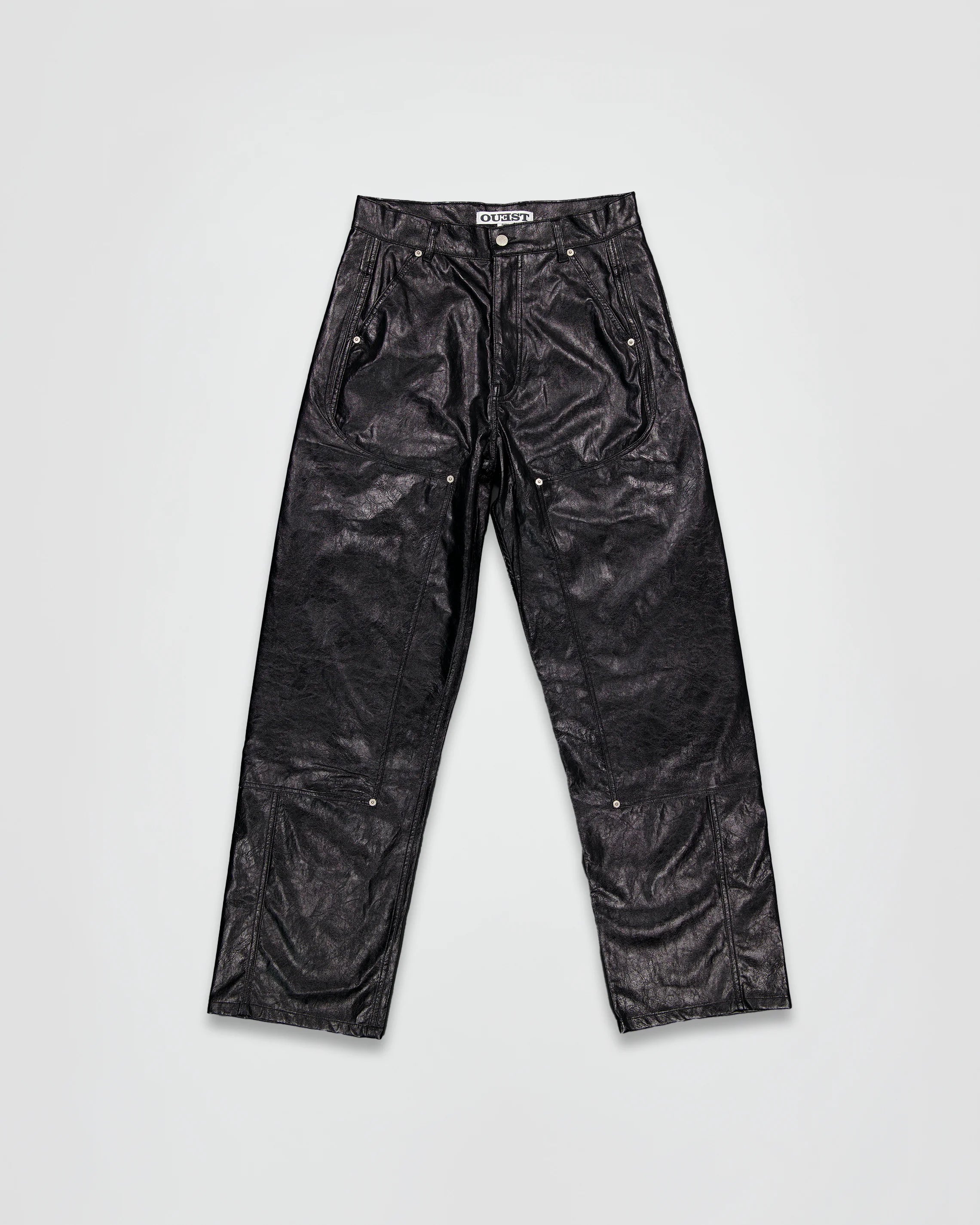 THE WORK CHAPS IN BLACK FAUX LEATHER