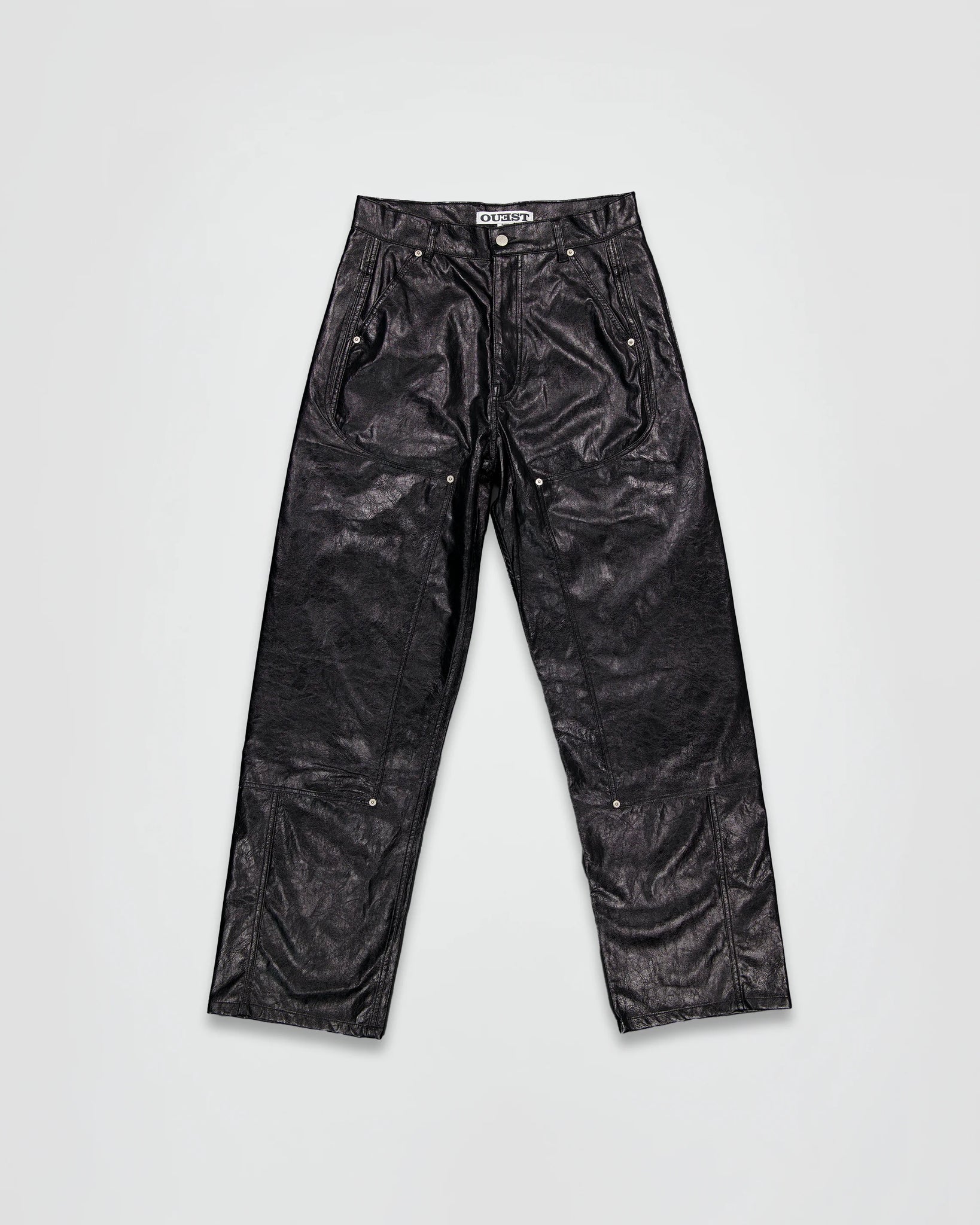 THE WORK CHAPS IN BLACK FAUX LEATHER