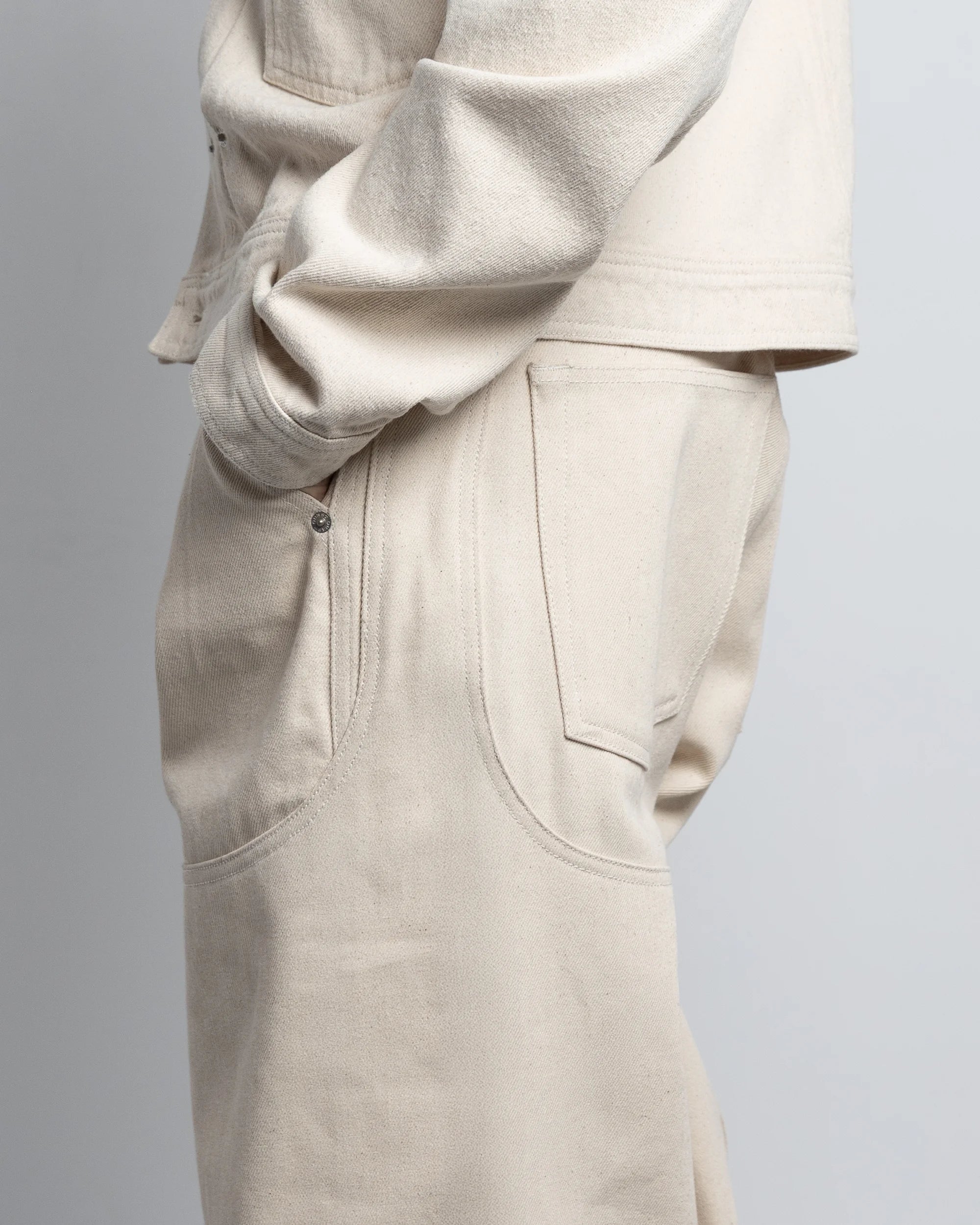 THE WORK CHAPS IN OFF-WHITE DENIM