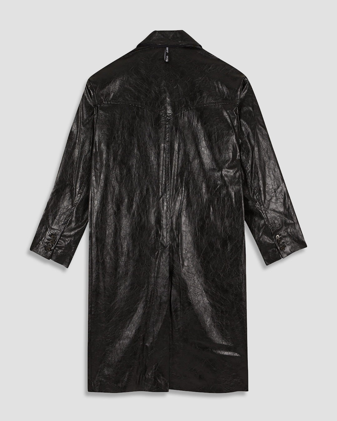 THE WESTERN TAILORED COAT IN BLACK FAUX LEATHER