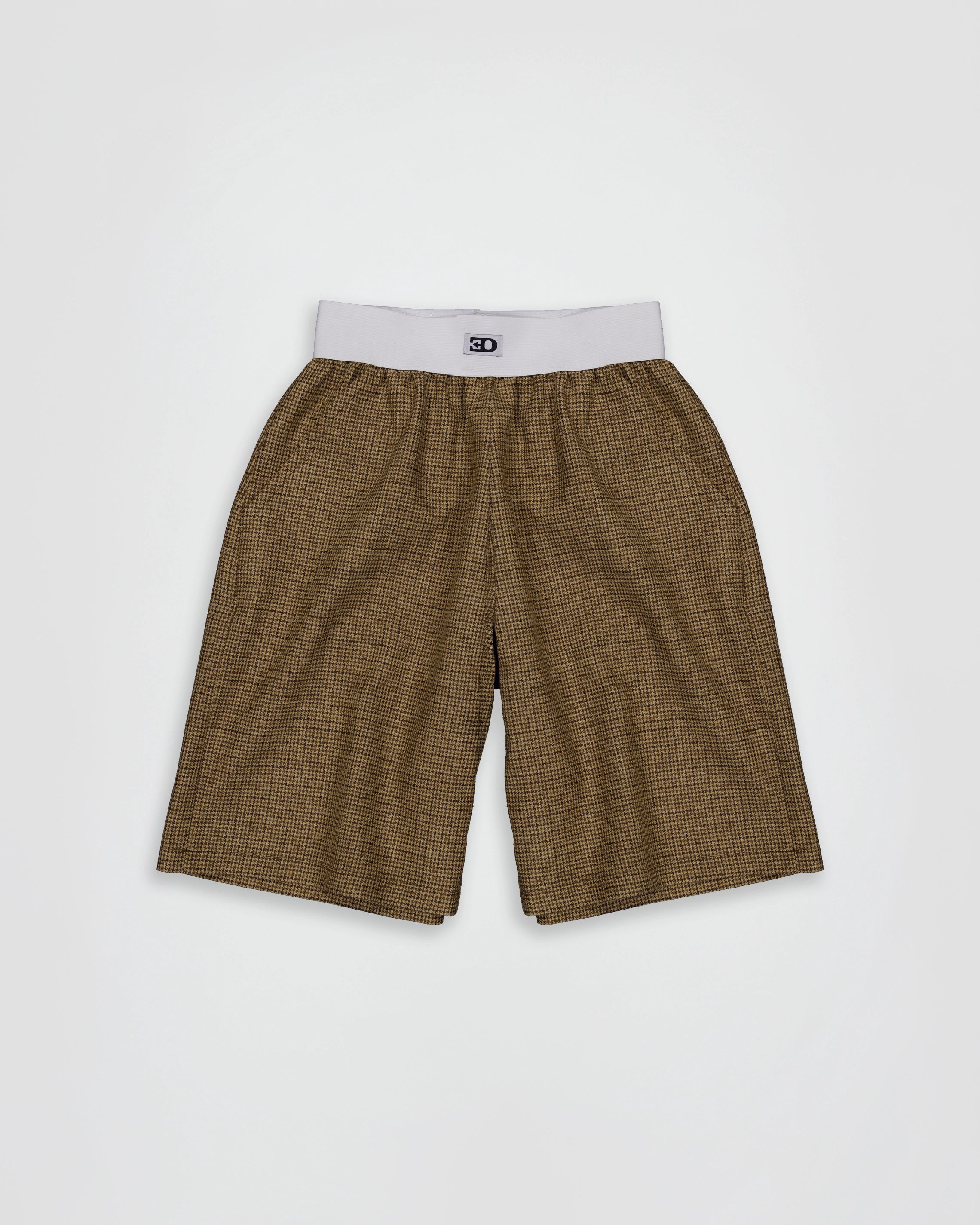 THE BRIEF SHORTS IN SILK/LINEN CHECK