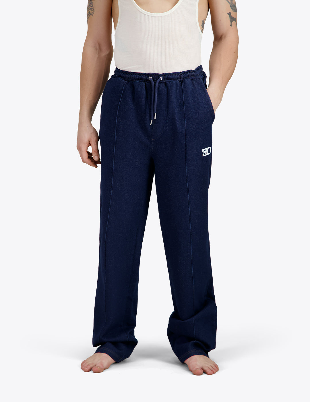 THE 70S DENIM TRACK PANTS IN INDIGO