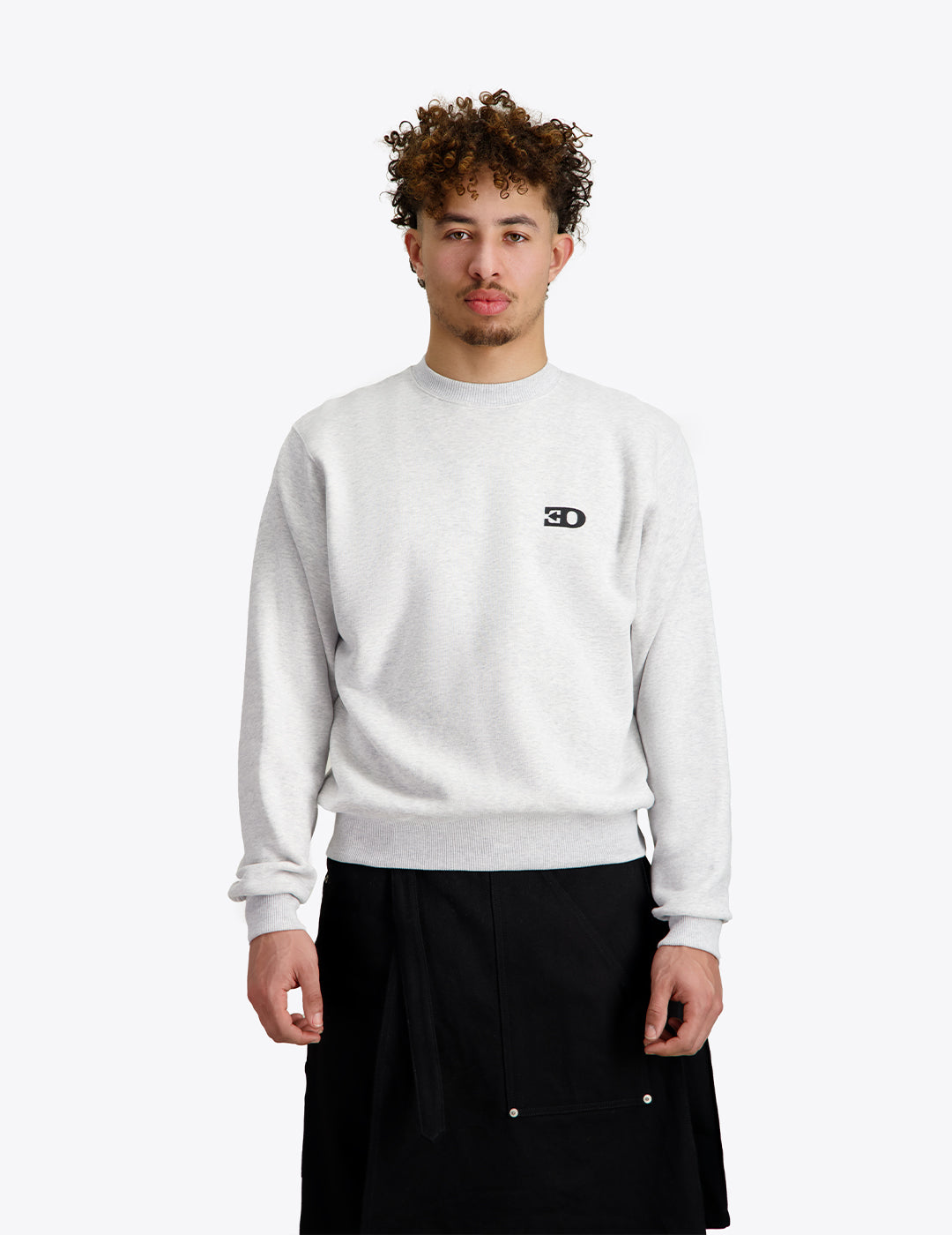 THE LOGO CREWNECK IN HEATHER GREY BRUSHED