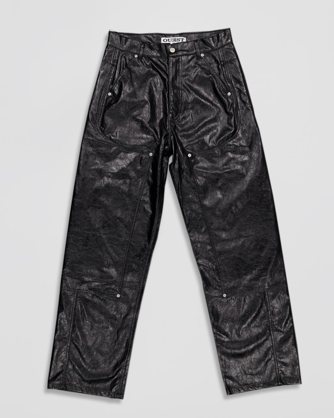 THE WORK CHAPS IN BLACK FAUX LEATHER