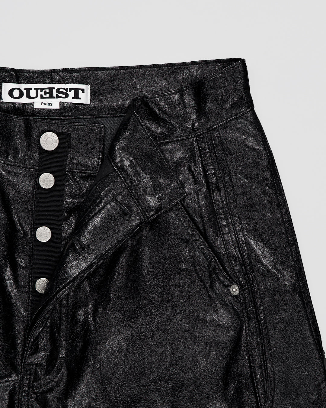 THE WORK CHAPS IN BLACK FAUX LEATHER