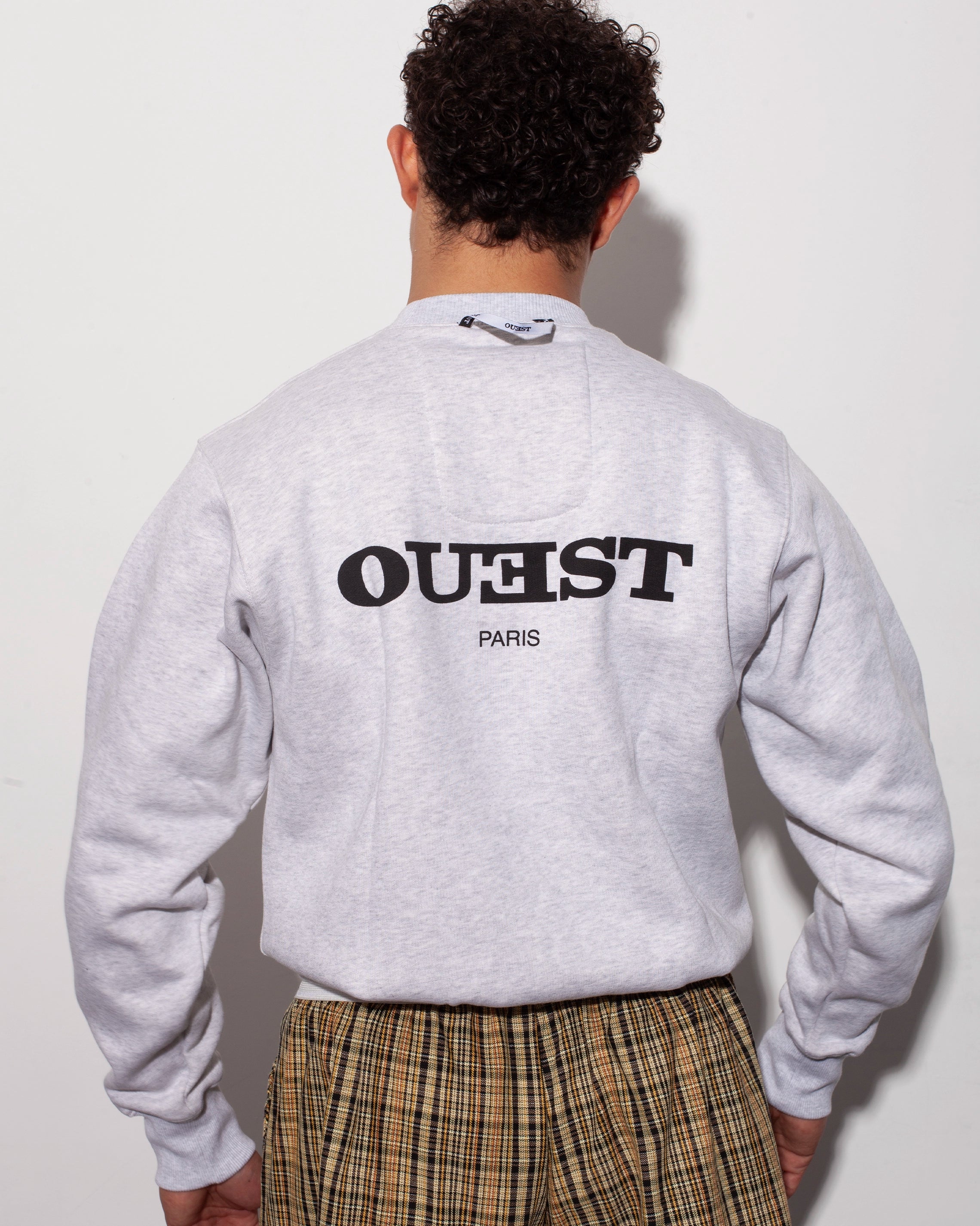 THE LOGO CREWNECK IN HEATHER GREY BRUSHED