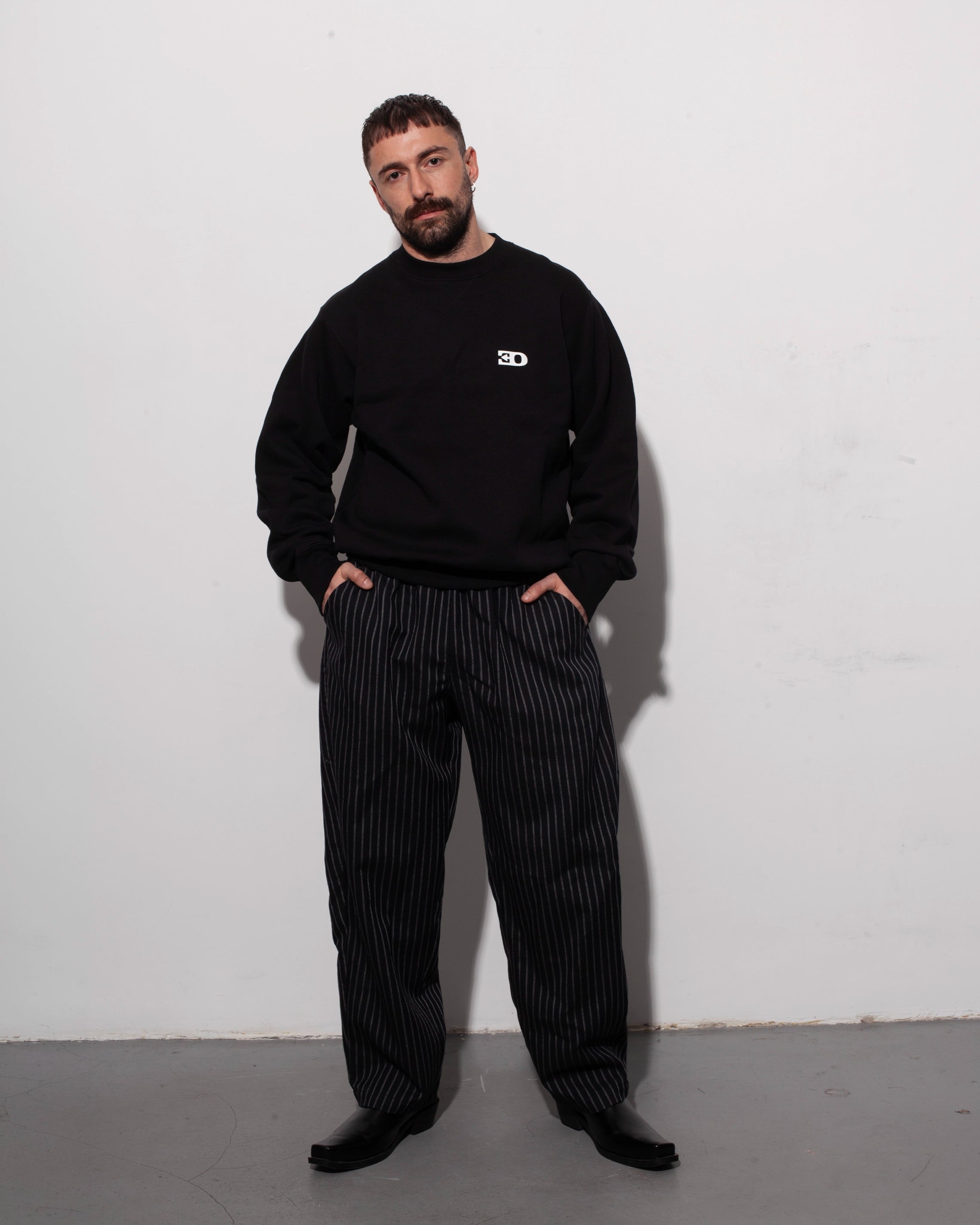 THE BRIEF TROUSERS IN NAVY PINSTRIPE WOOL