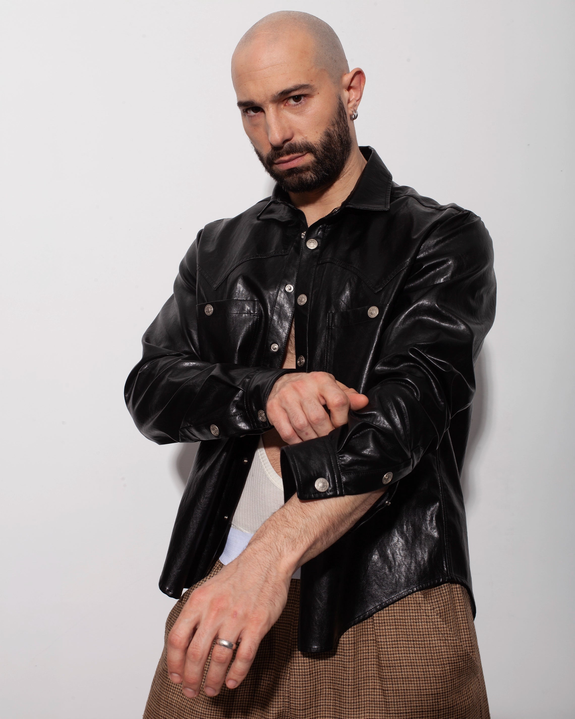 THE FAUX LEATHER OVERSHIRT