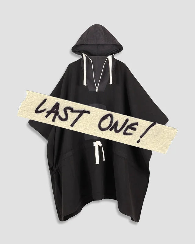 THE PONCHO IN BLACK WOOL AND NYLON