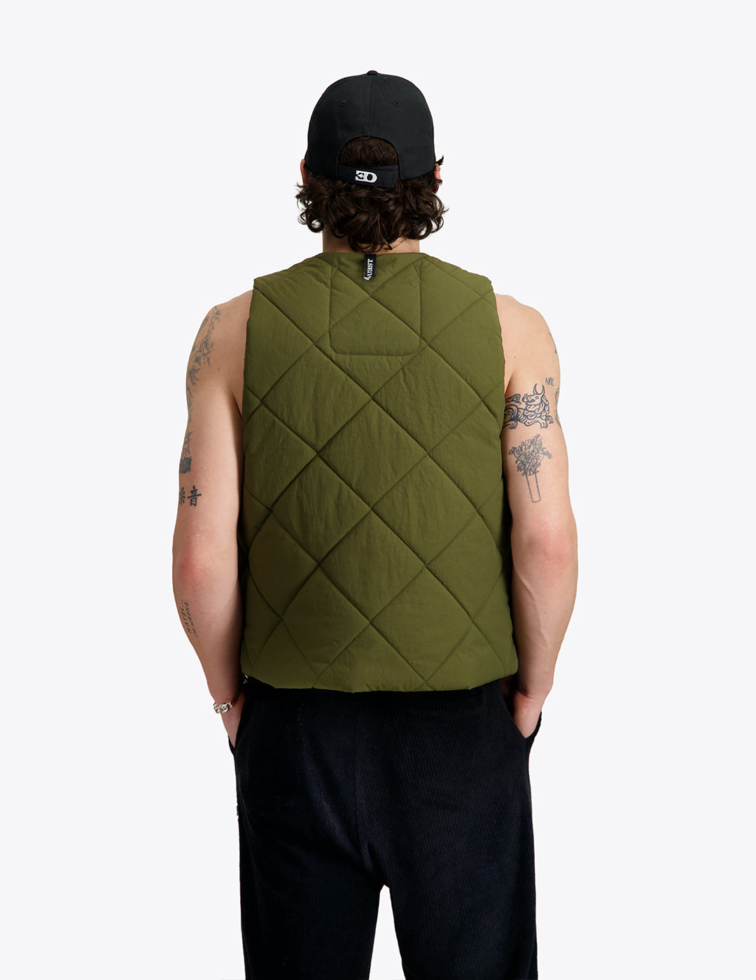 THE PADDED VEST IN KHAKI NYLON