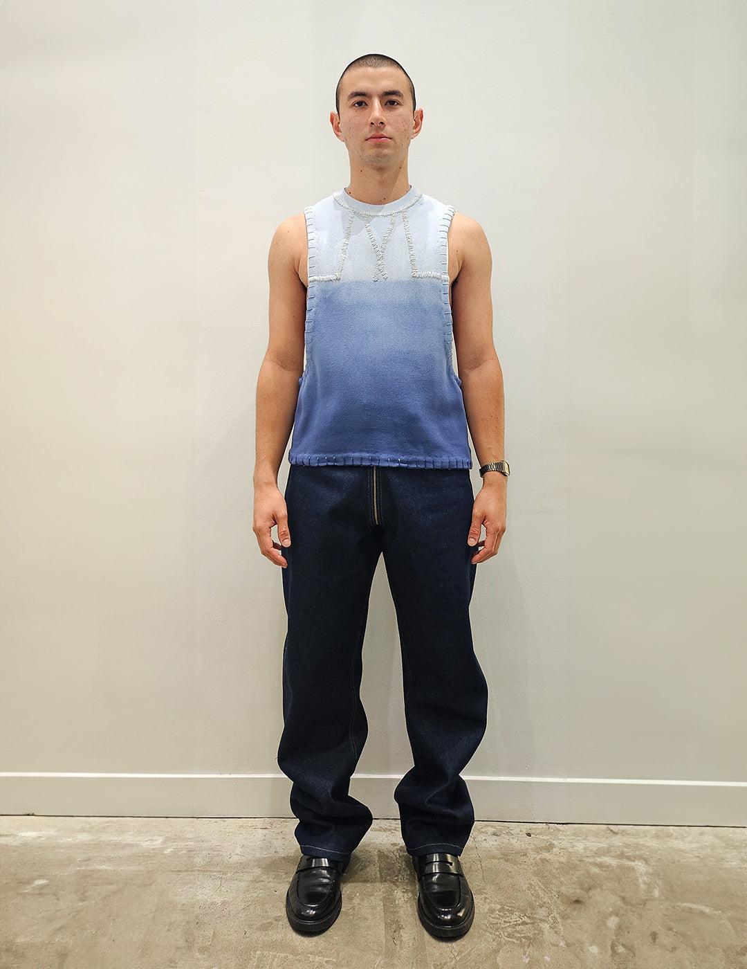 THE DIP DYED SLEEVELESS JUMPER IN COTTON