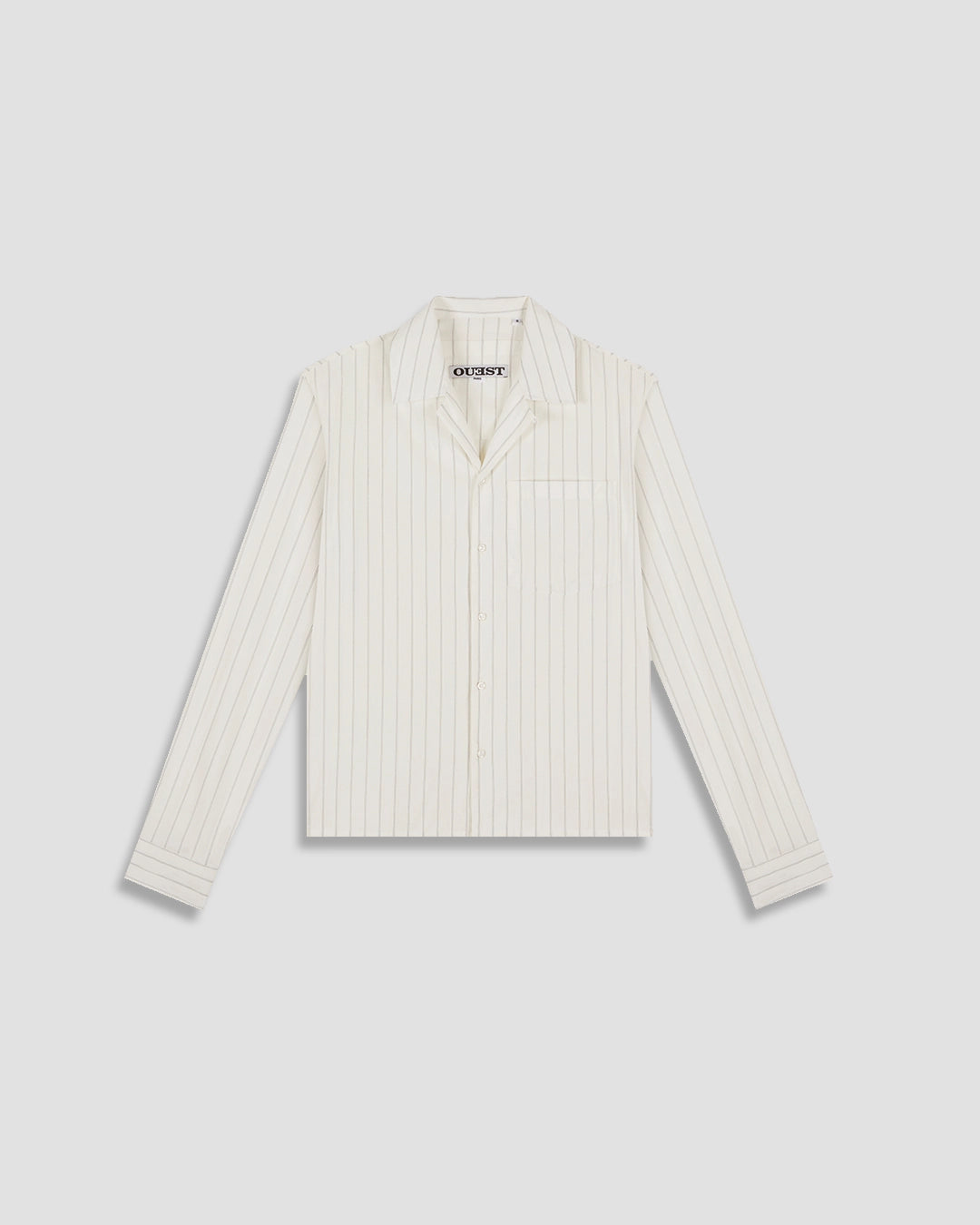 THE HAWAIIAN STRIPED SHIRT IN OFF-WHITE / BLACK COTTON