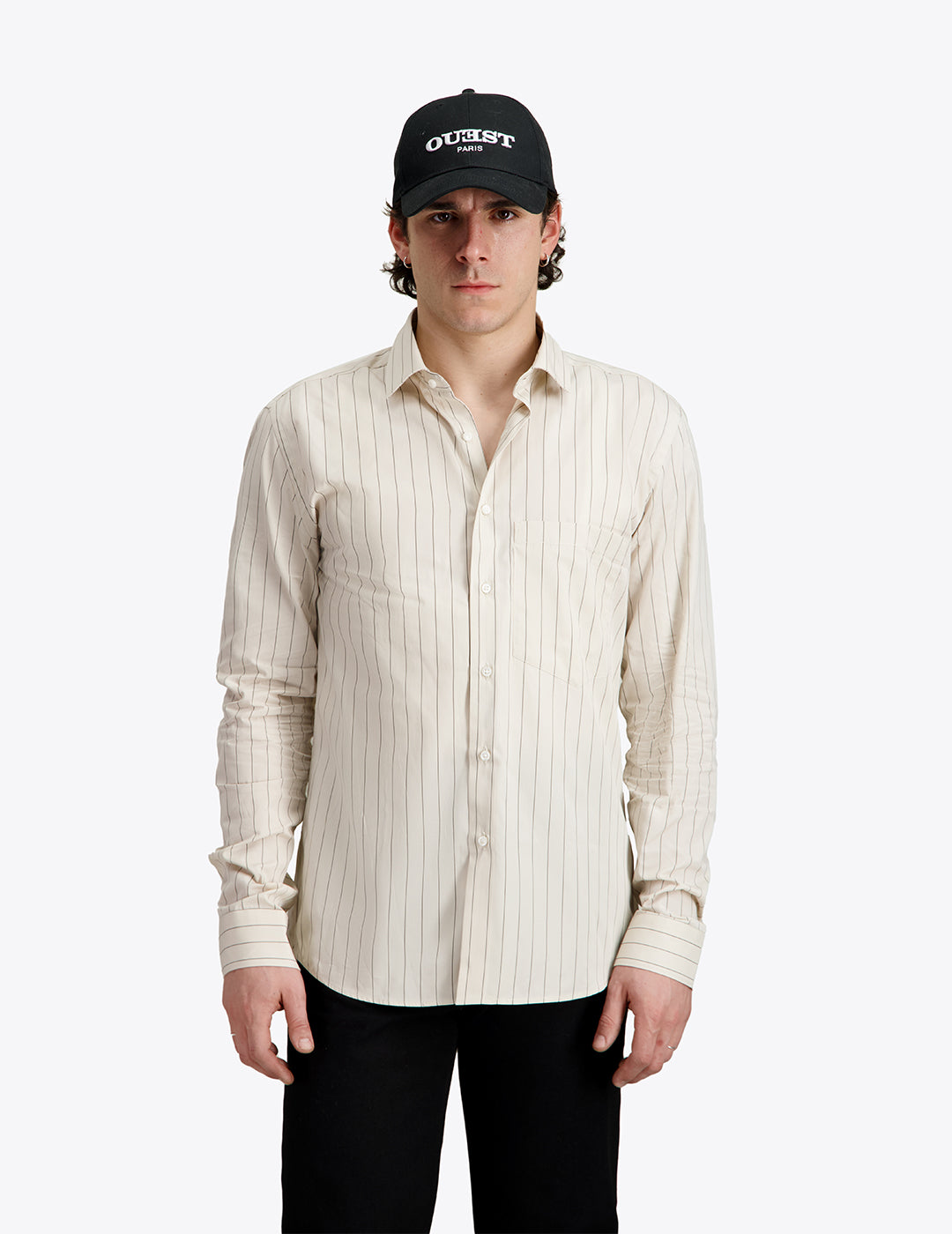 THE CLASSIC STRIPED SHIRT IN OFF-WHITE / BLACK COTTON