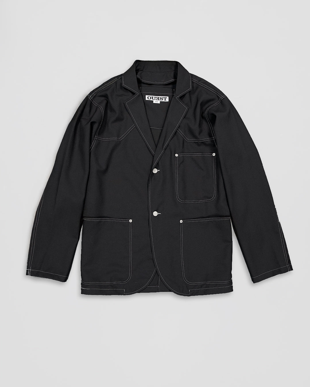 THE UNLINED JACKET IN BLACK WOOL CANVAS