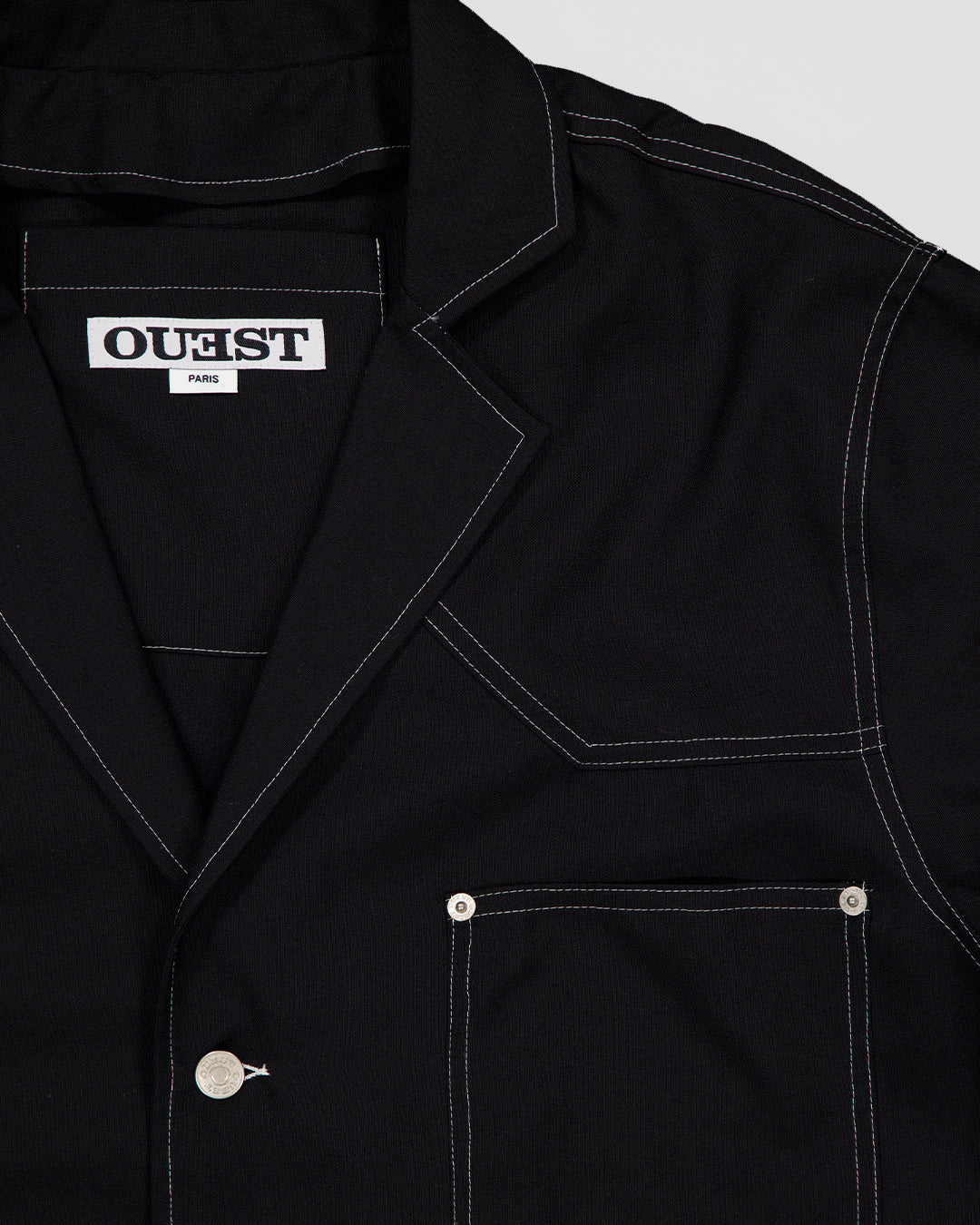THE UNLINED JACKET IN BLACK WOOL CANVAS