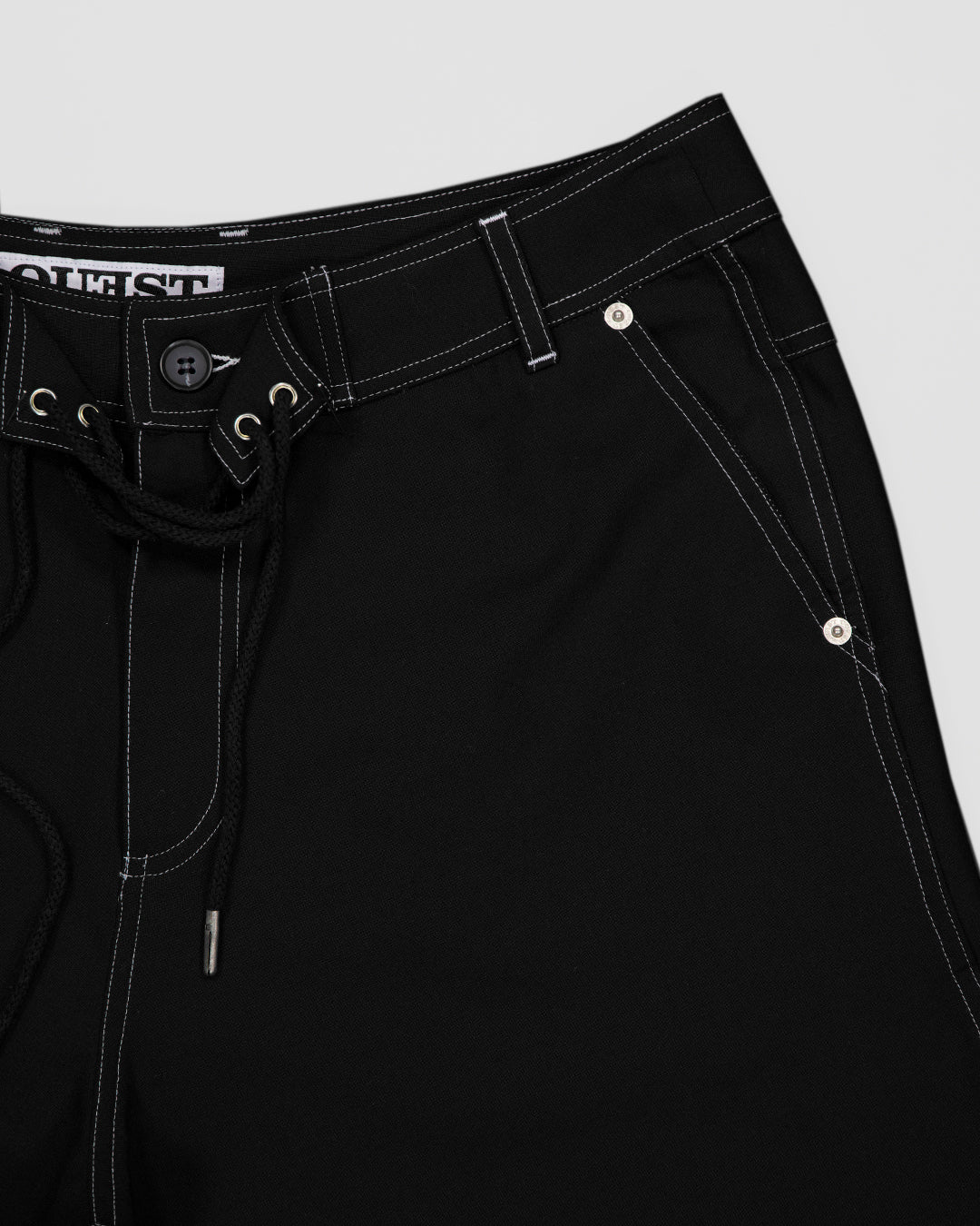 THE BOARD SHORTS IN BLACK WOOL CANVAS