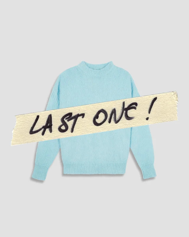 THE GUERNSEY JUMPER IN LIGHT TURQUOISE MOHAIR